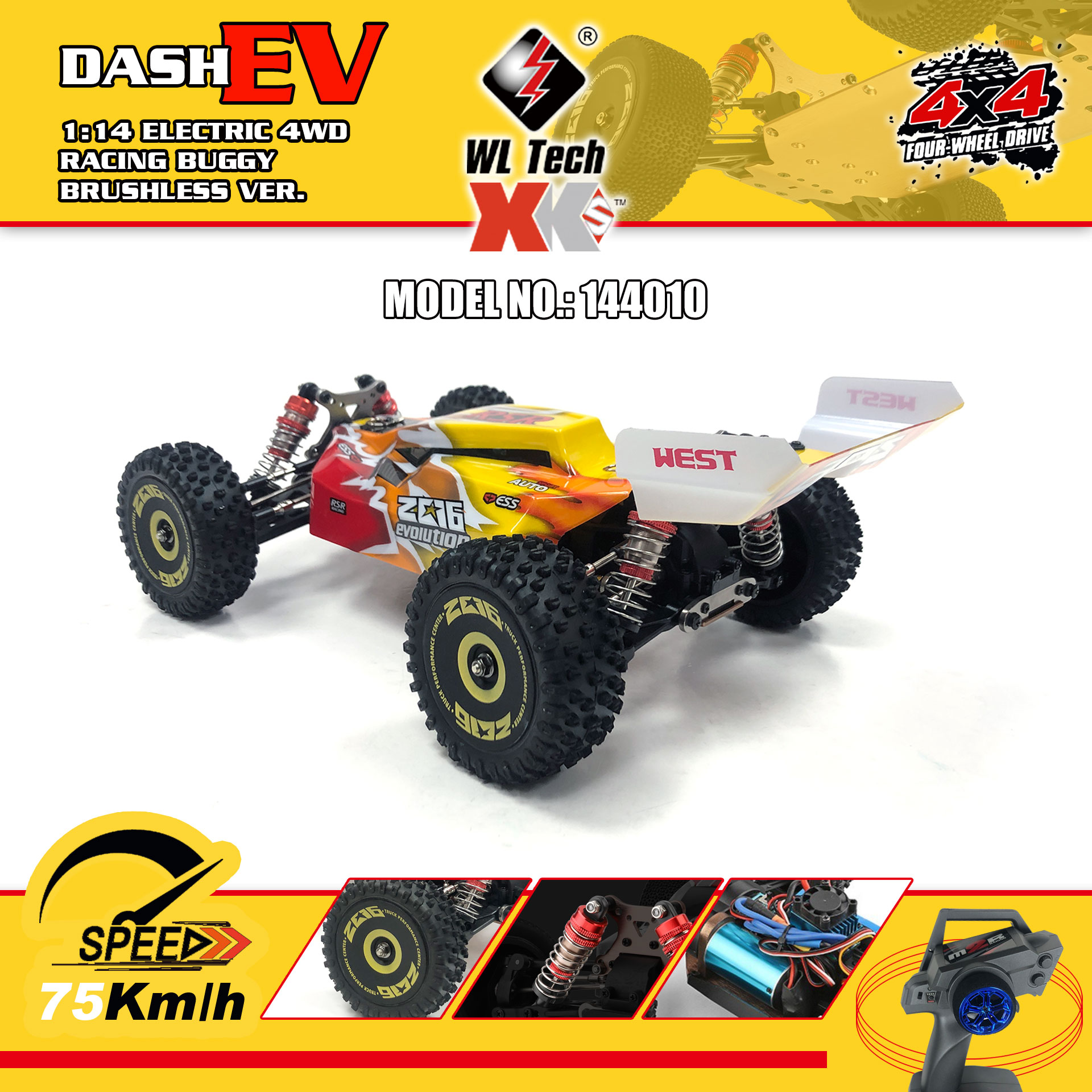 全新⚡ 偉力WLtoys ⚡ 1:14 144010 無刷2.4Ghz 遙控越野車4輪驅動無段 