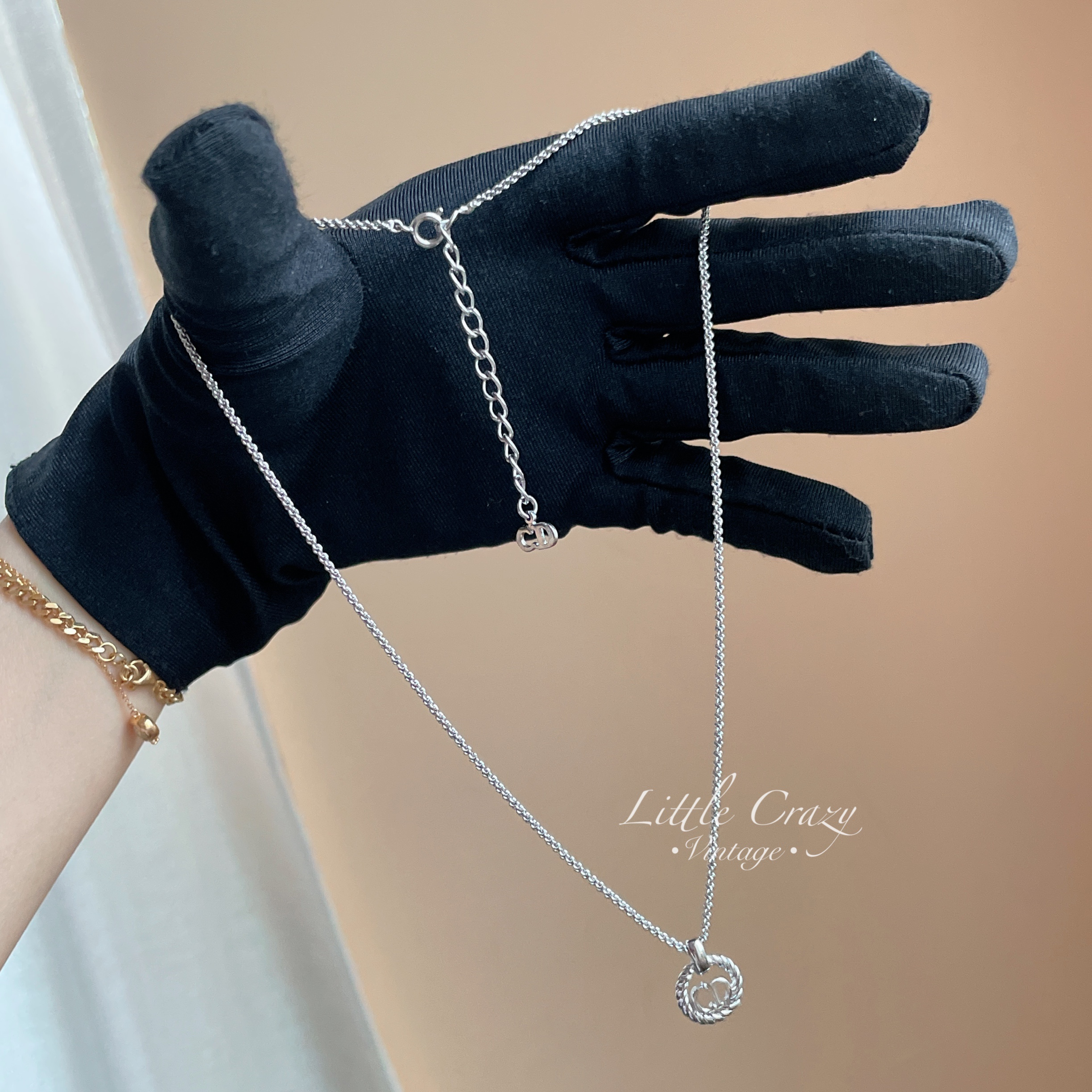 稀有美品Dior vintage CD Silver necklace | Little Crazy Vintage