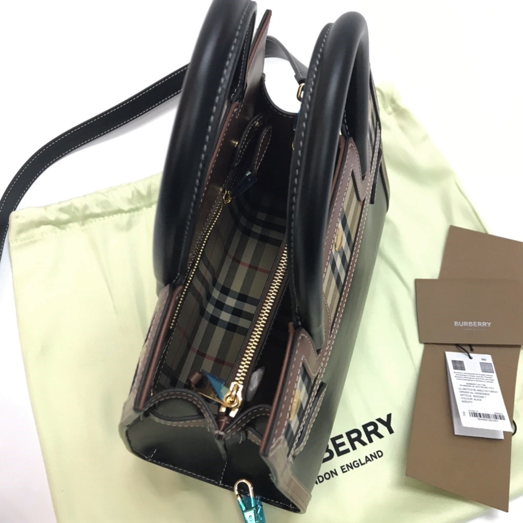 Burberry Mini Vintage Check Two-Handle Title Bag 迷你皮革與Vintage
