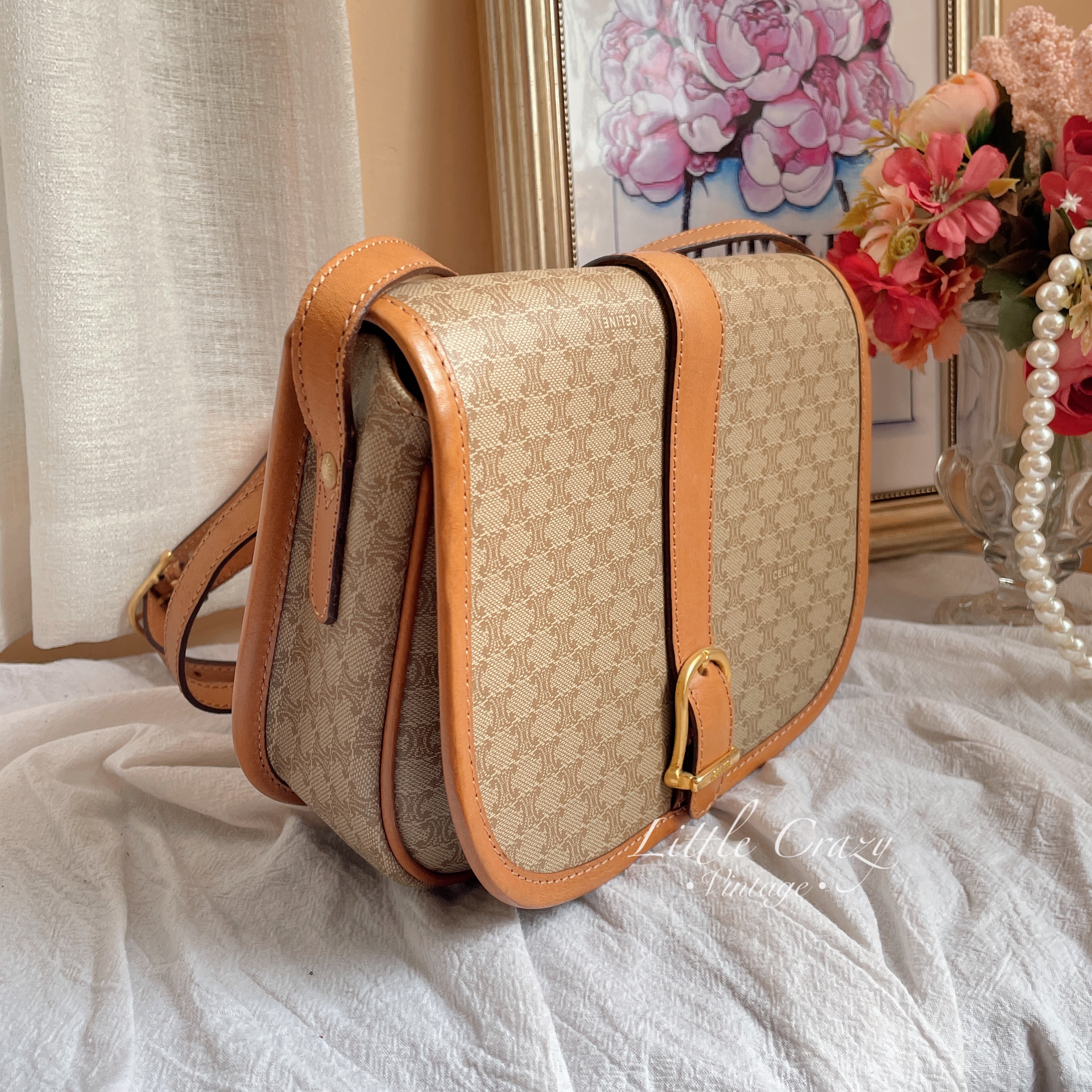 美品Celine vintage beige crossbody bag pvc | Little Crazy Vintage