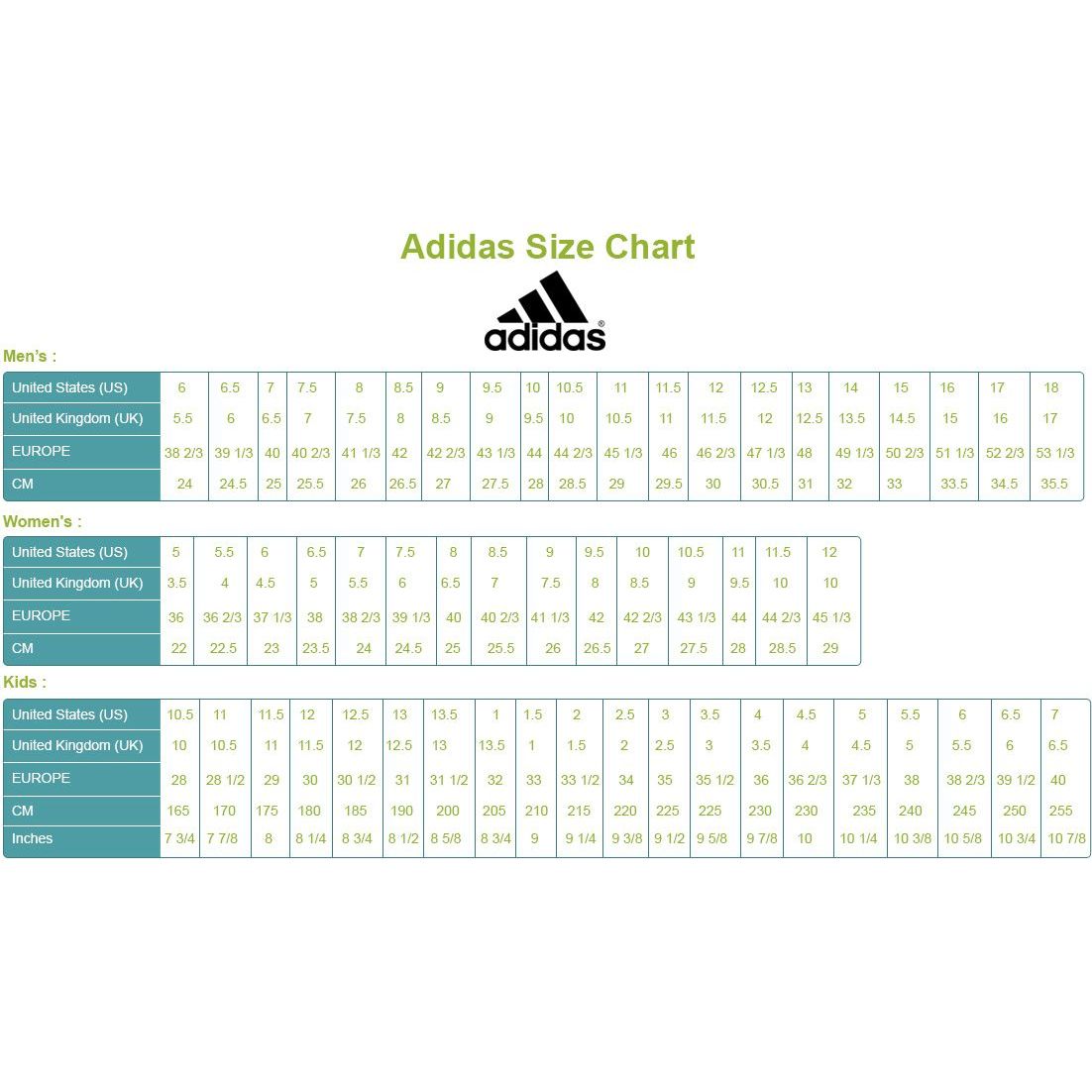 Adidas golf shoes size chart hotsell