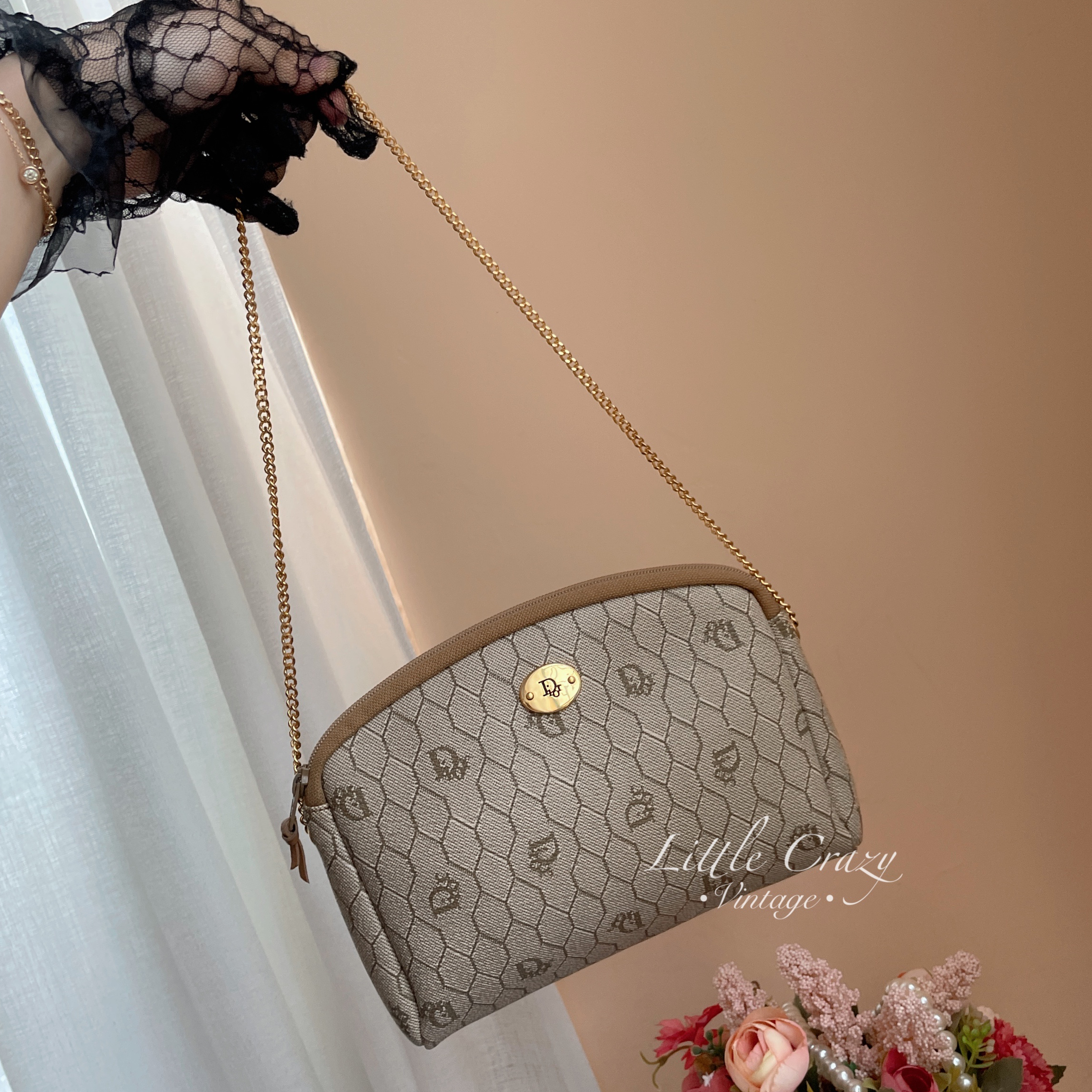 近新美品Dior vintage mini bag 2way beige honeycomb pvc | Little