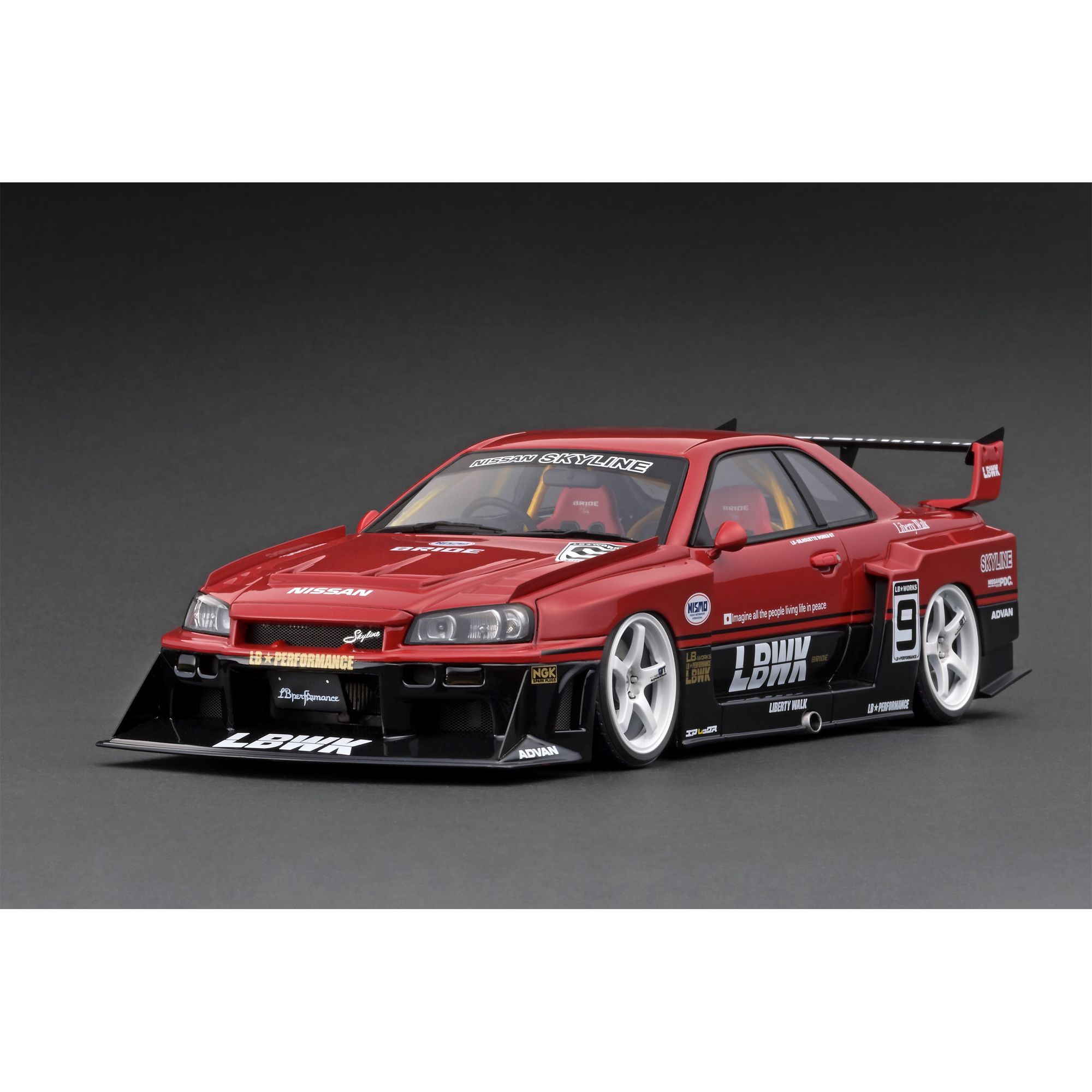 In-Stock IG2706 1/18 LB-ER34 Super Silhouette SKYLINE Red/Black #9 | RC- MODEL