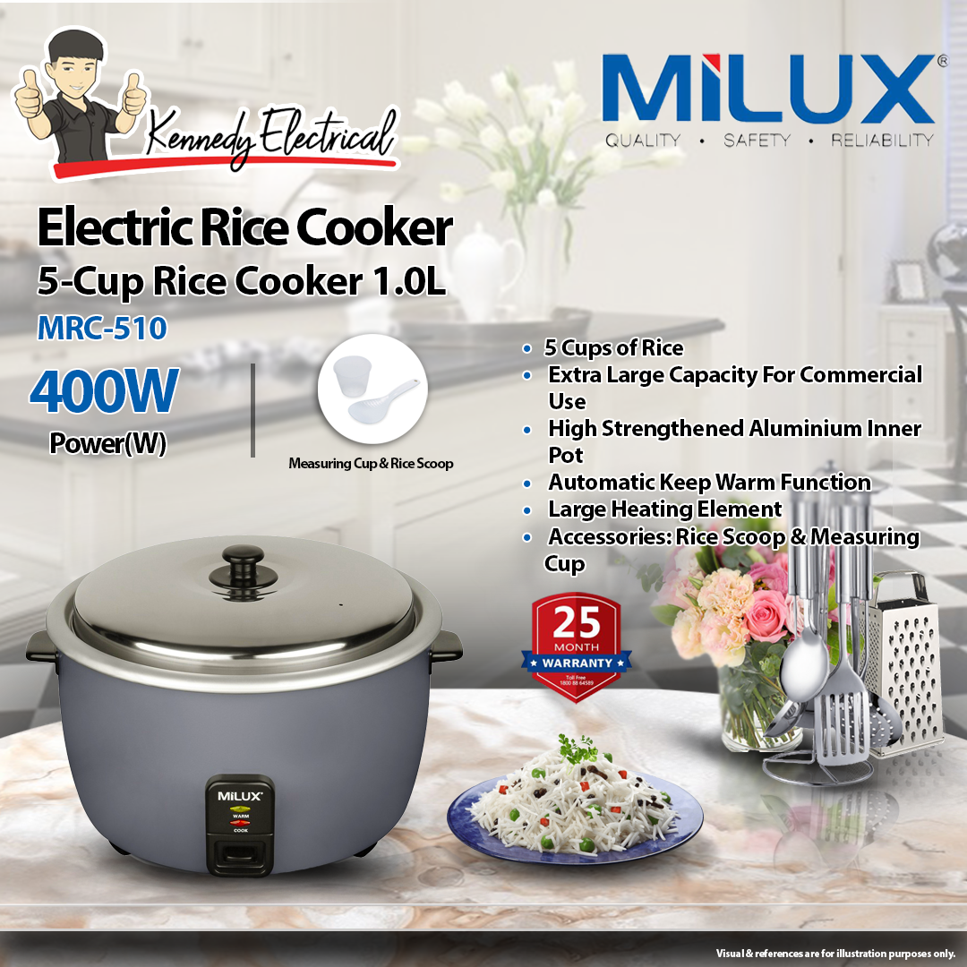 Milux 1.0L 400W 5 Cup Electric Rice Cooker MRC-510 | Kennedy Electrical ...