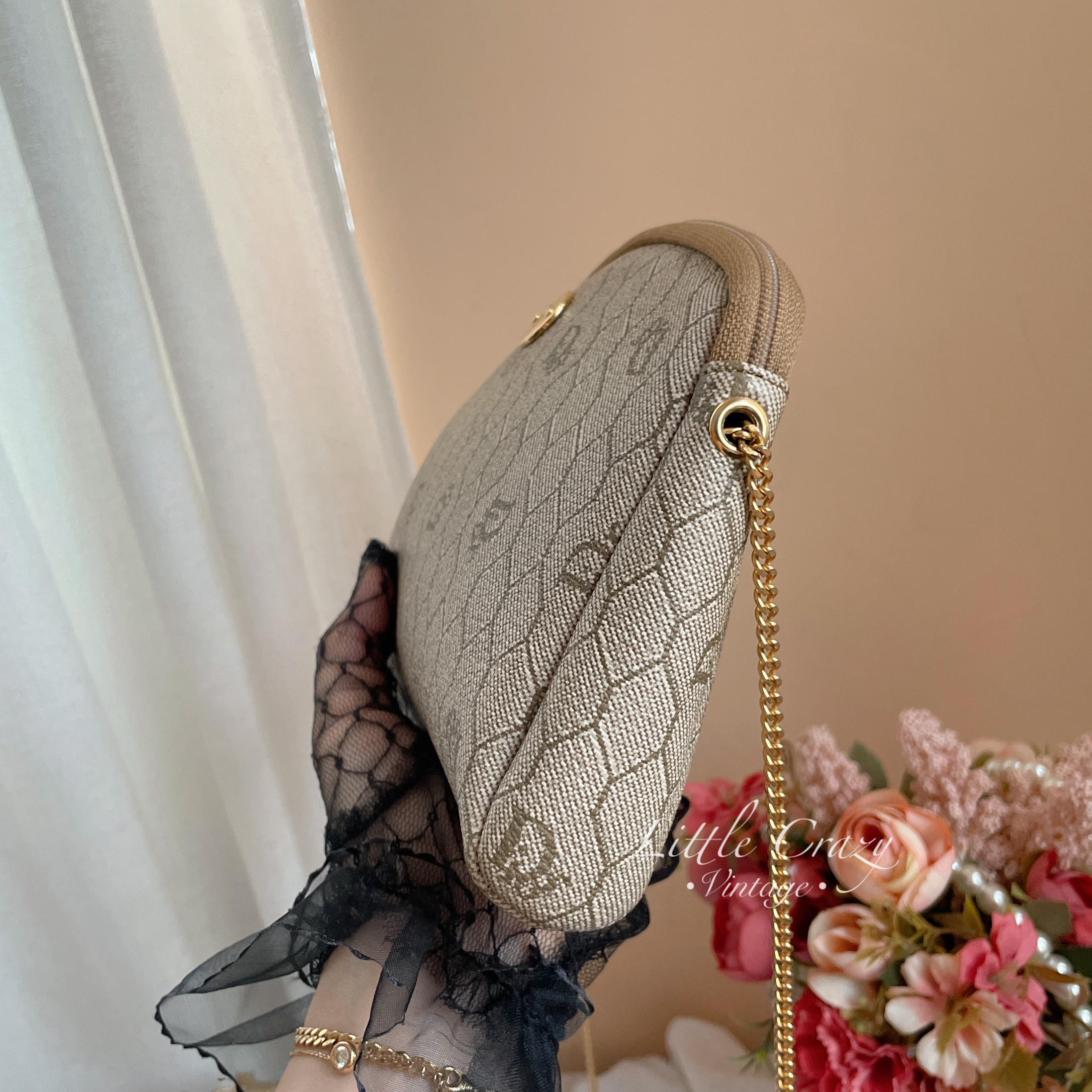近新美品Dior vintage mini bag 2way beige honeycomb pvc | Little
