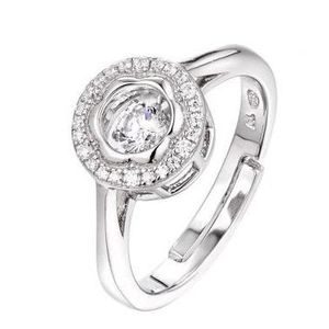 KML02652 - 純銀 SS925 CZ鋯石Dancing Stone 介子 Sterling Silver SS925 Cubic Zirconia Ring