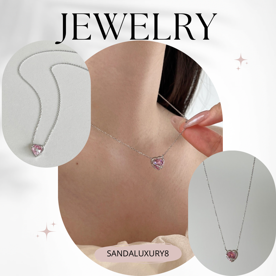 Pink Heart Necklace - Silver Jewelry Collection