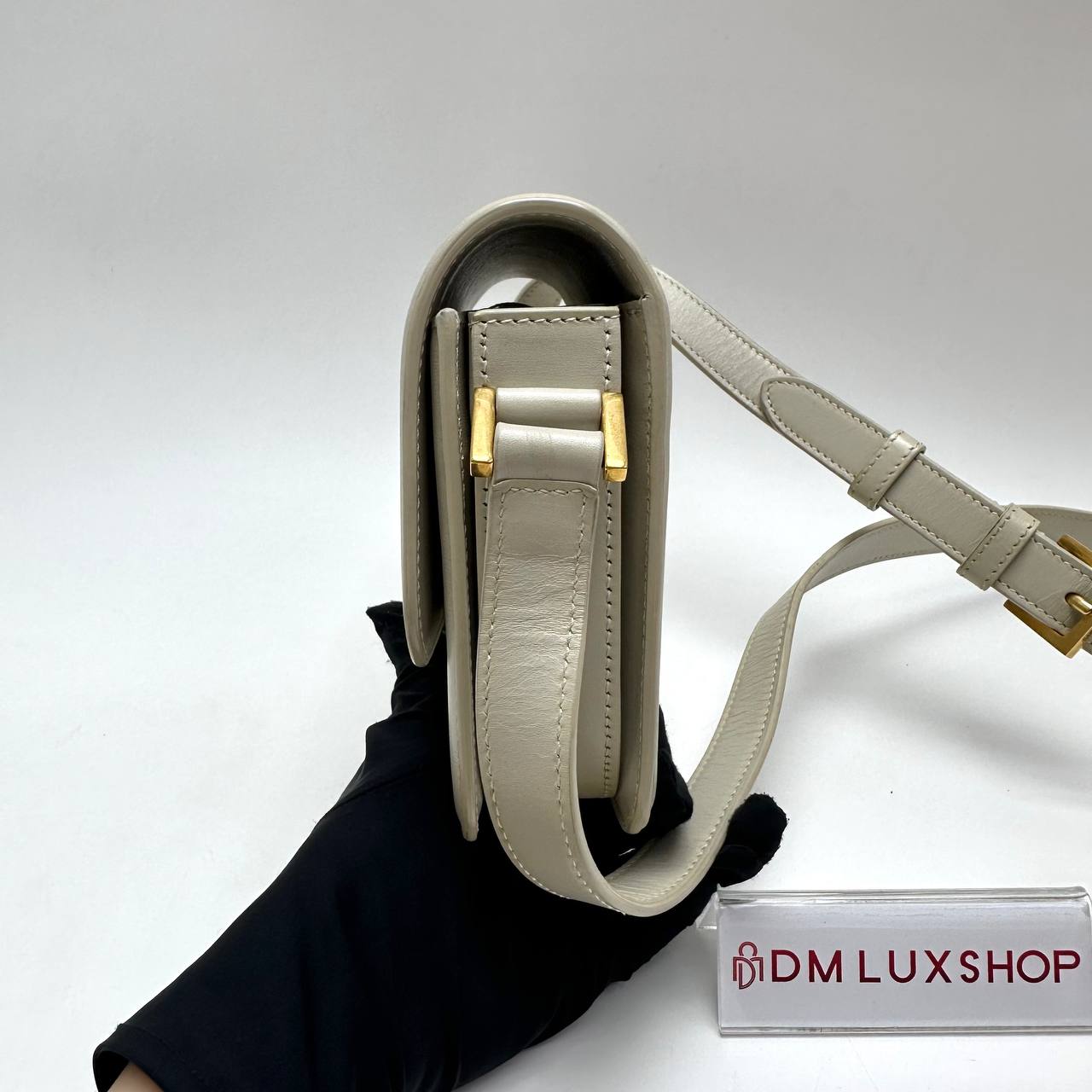 YSL Cream Calfskin Solferino Small Satchel GHW