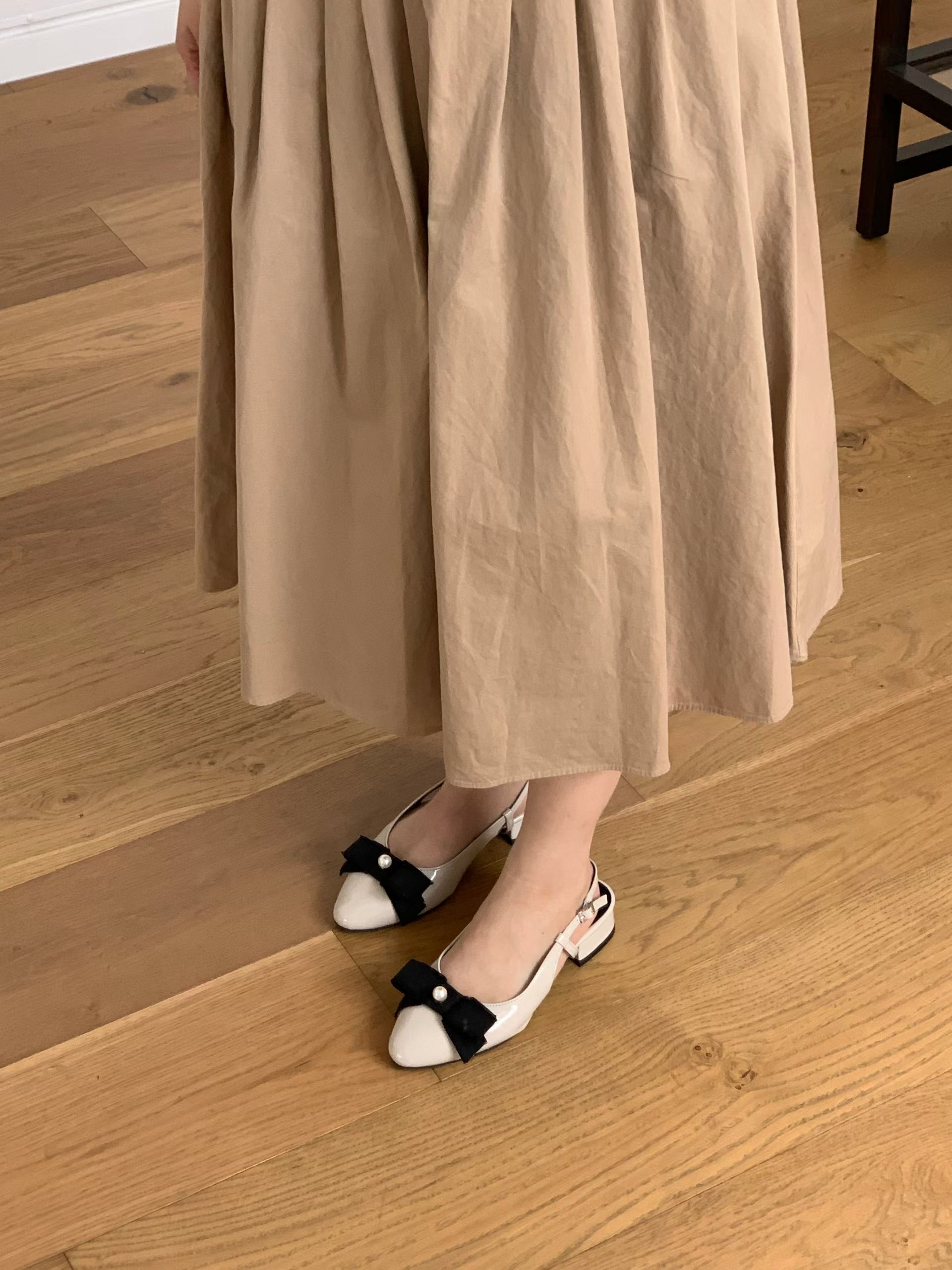 AS3093珍珠蝴蝶結後空鞋