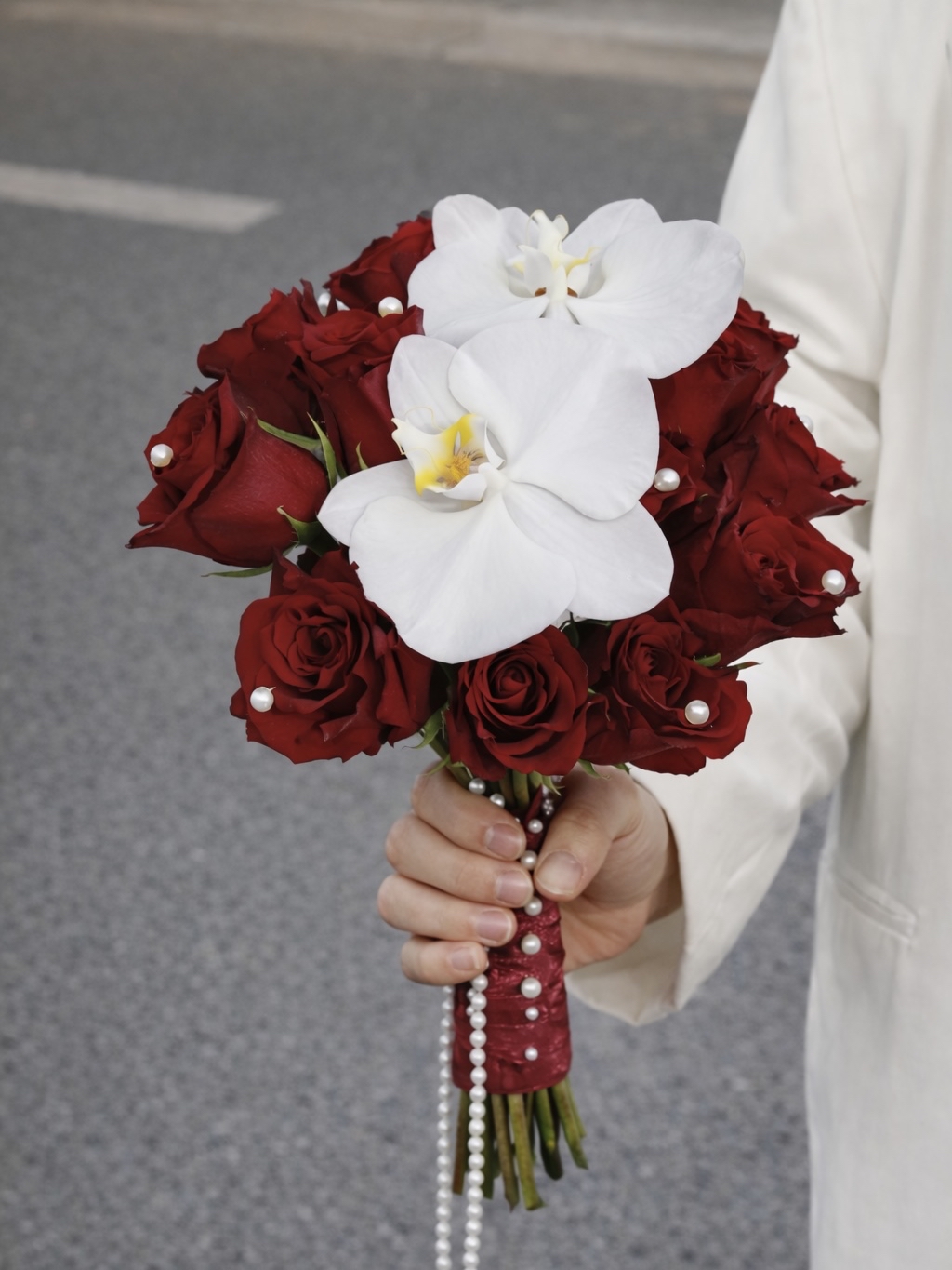 Elegant Red Bridal Bouquet