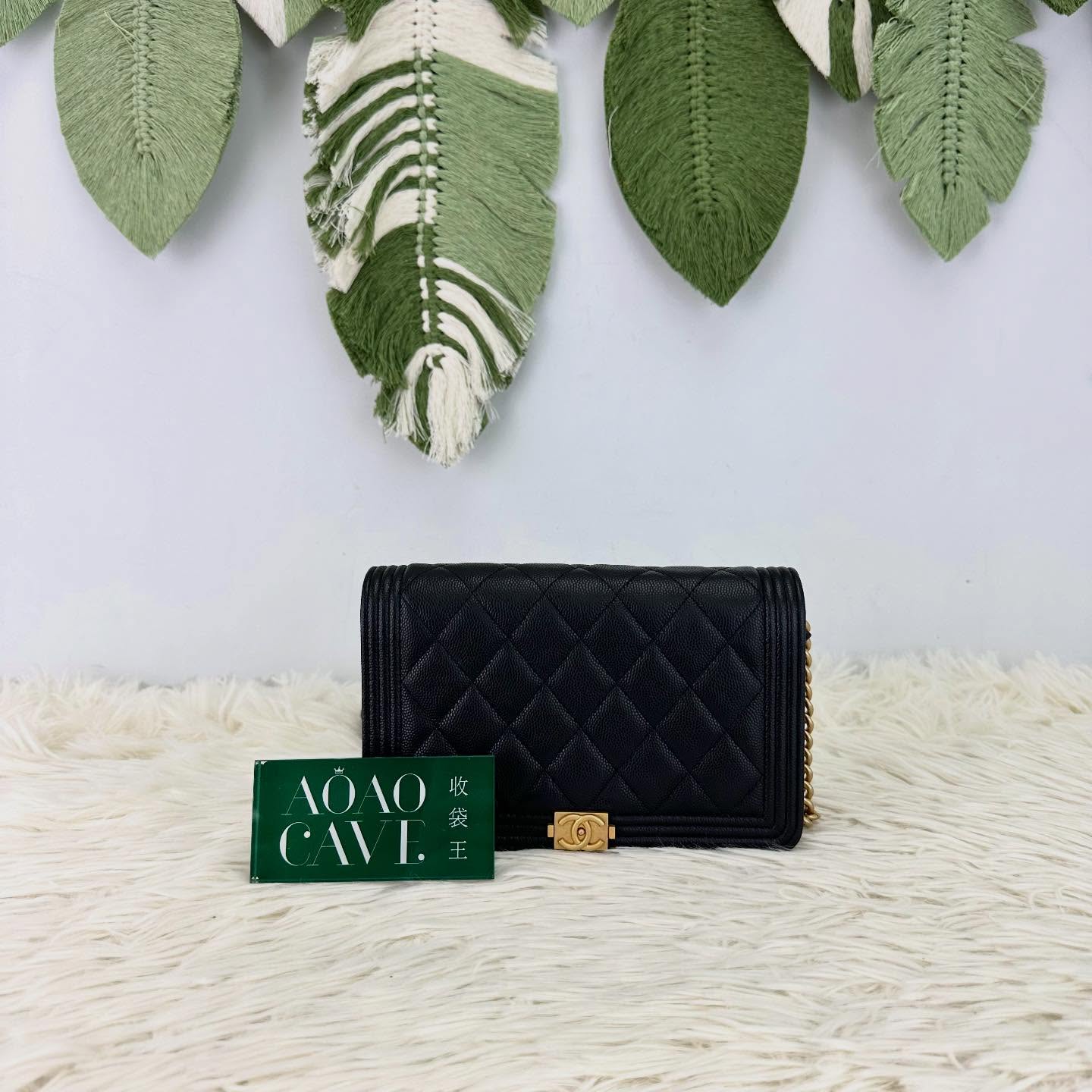 CHANEL🤍PRE OWNED LeBoy 黑金荔枝皮 WOC 晶片款 全套有盒🖤 