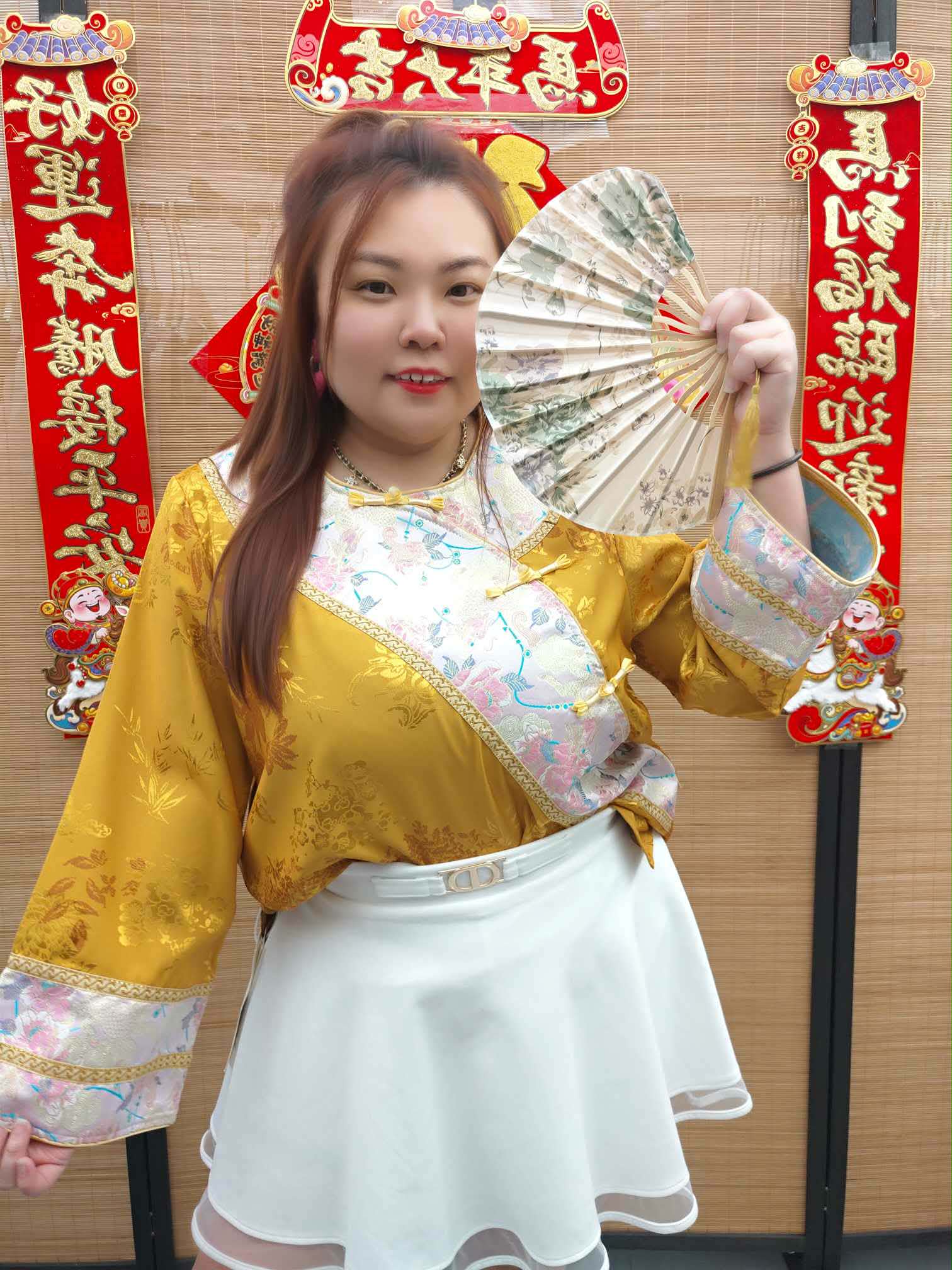 DDE02 新中式刺绣拼接设计旗袍上衣