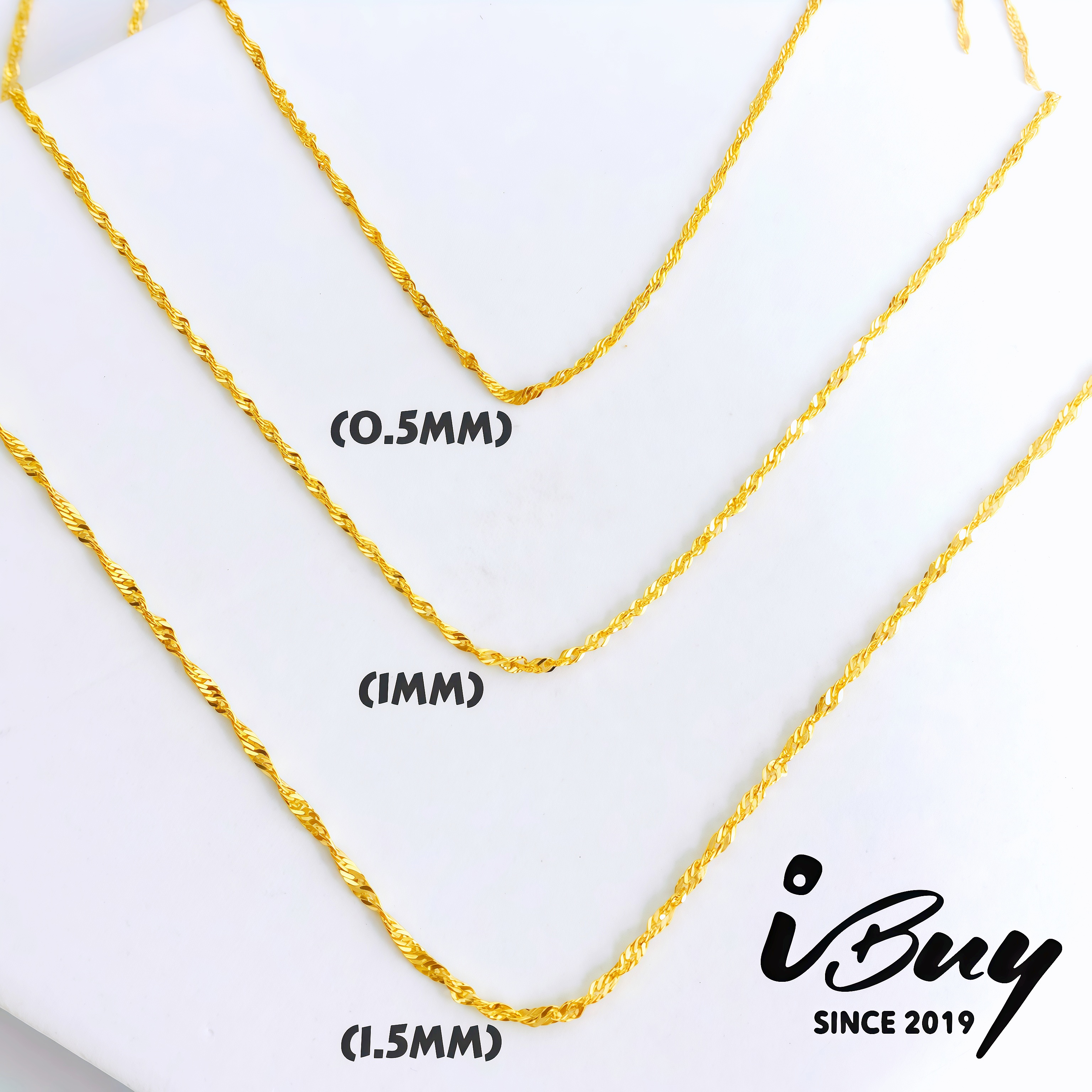 916 GOLD 1.5MM DISCO CHAIN NECKLACE 916 金 1.5MM 水波项链