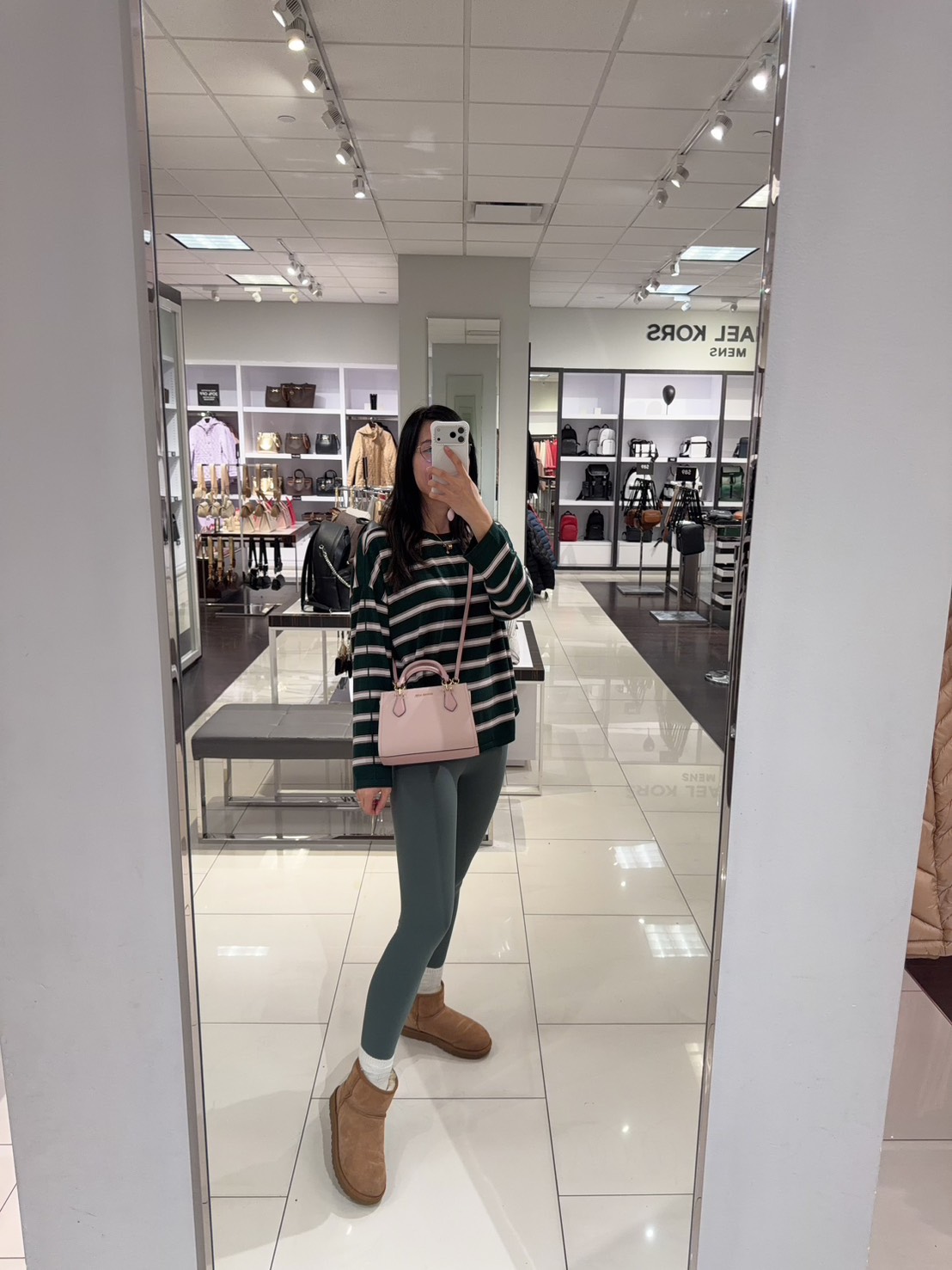 香港現貨-Michael Kors Outlet Marilyn Saffiano Leather Messenger Bag pink