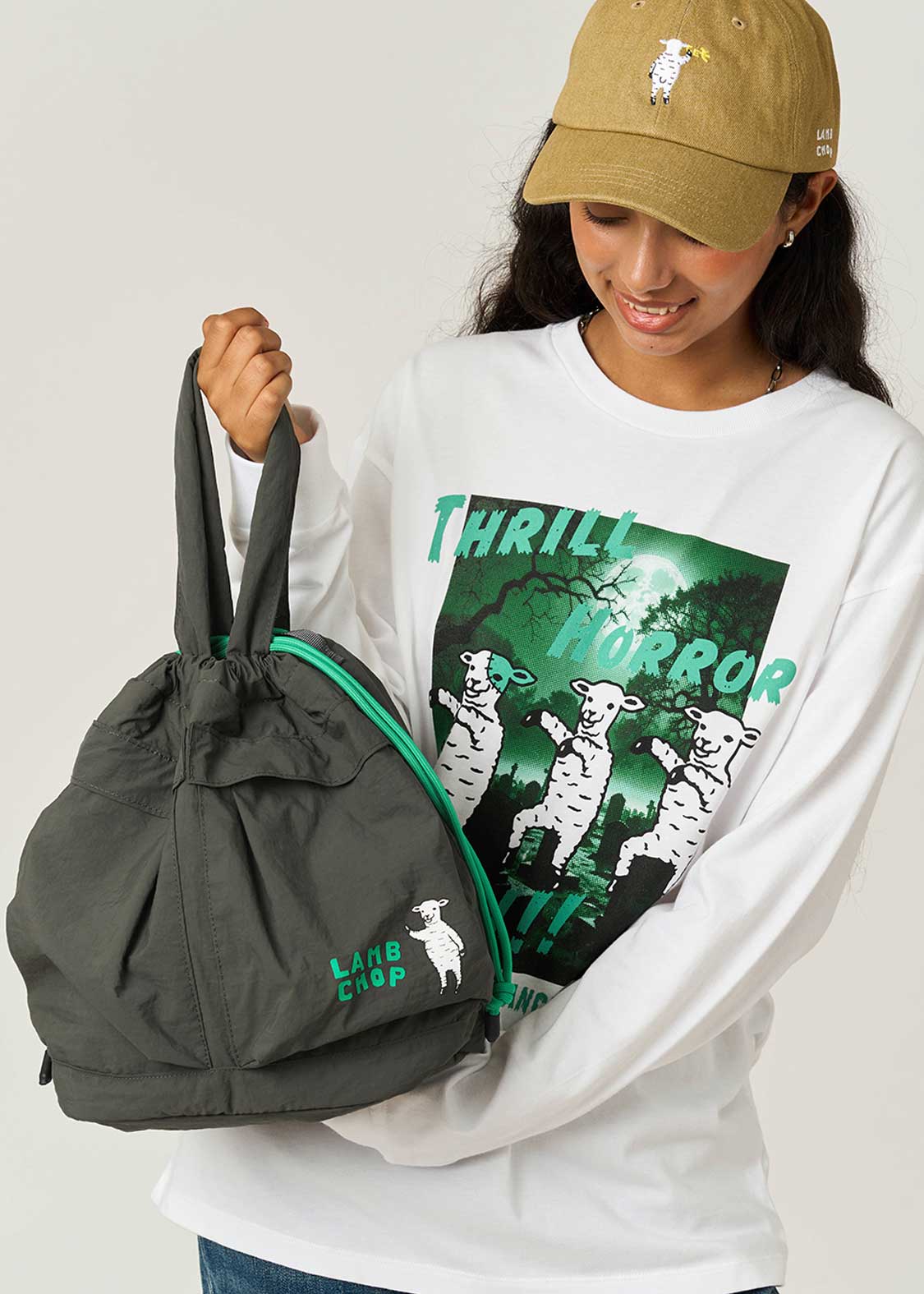 📦訂購 日本限定 graniph LAMB CHOP 功夫綿羊 索繩手提袋