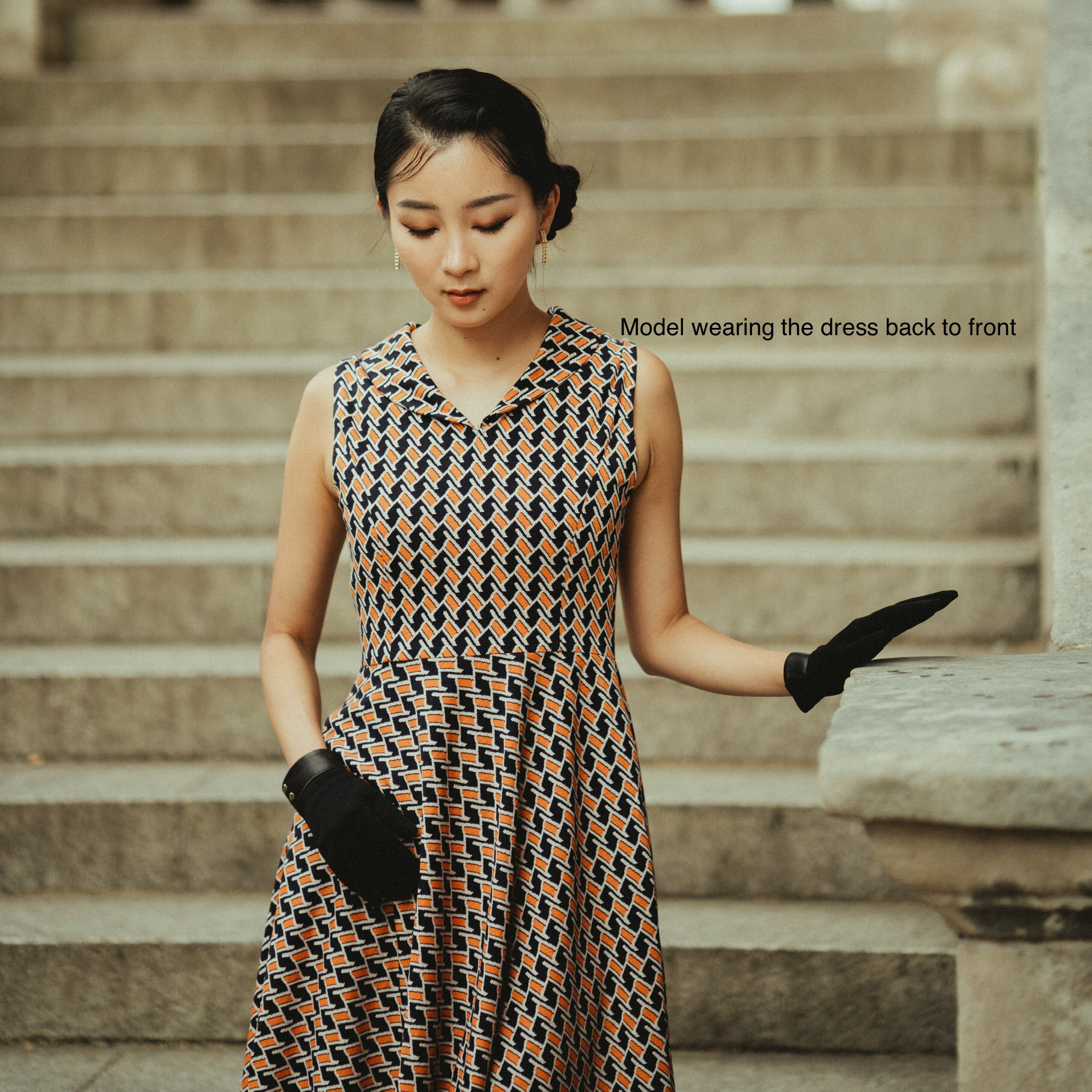 (Ready-made)1960s Inspired Orange Icon Go Go Dress - Vest (FM157)