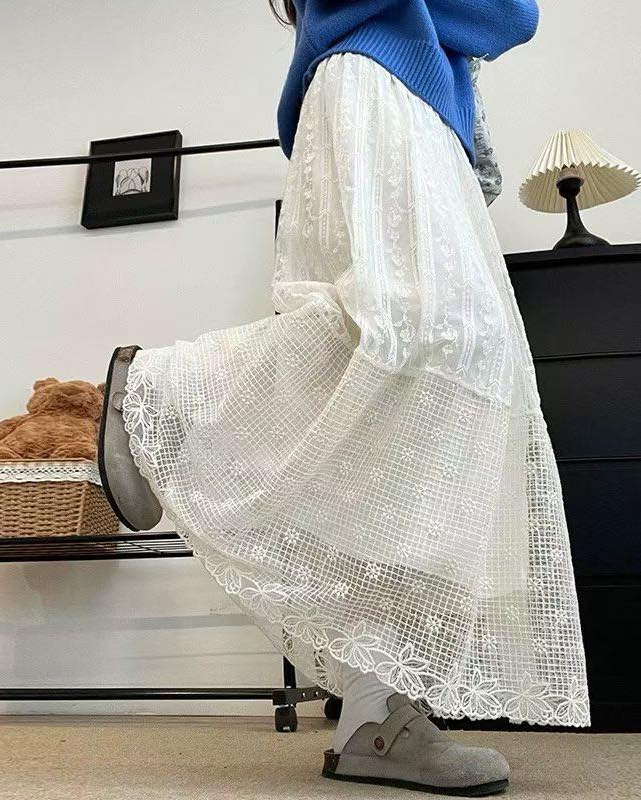 通花網紗半腰裙