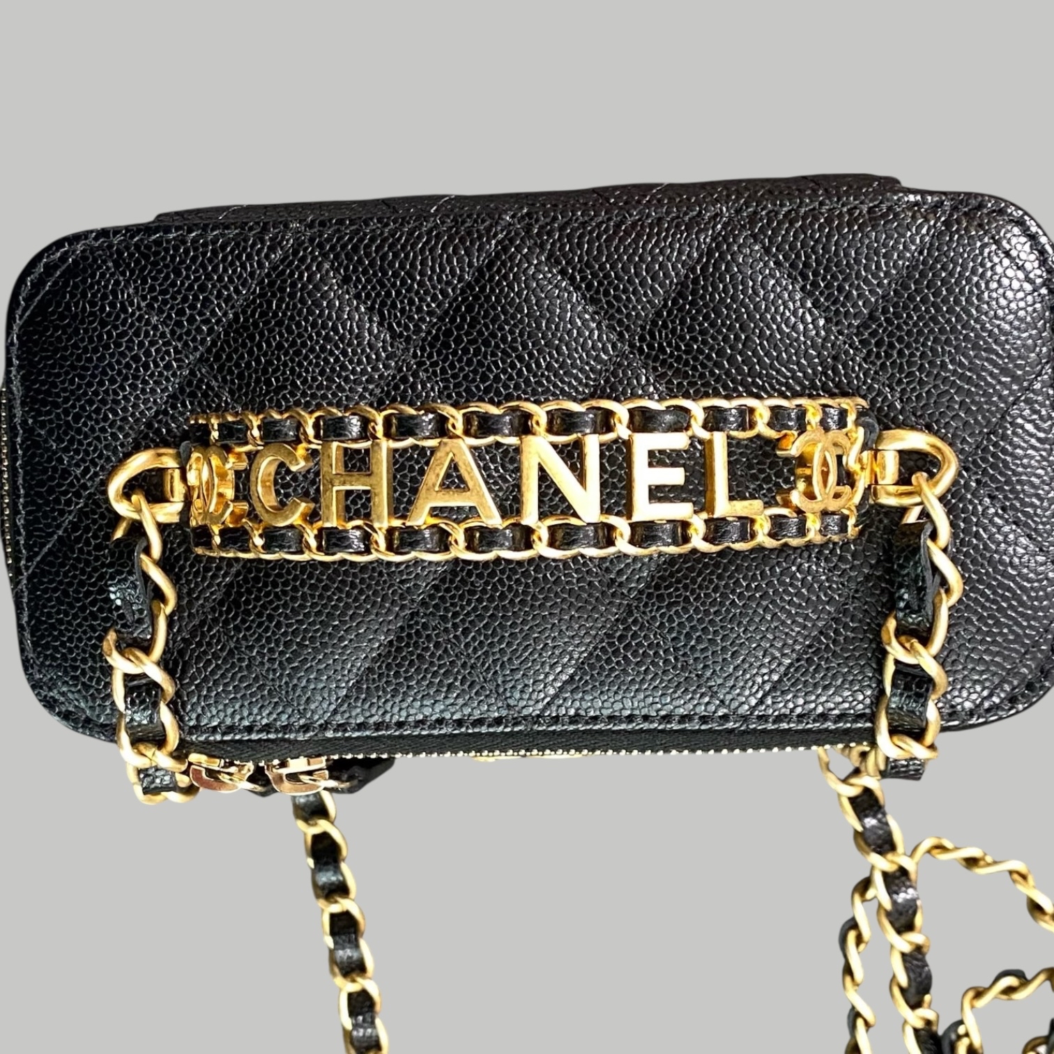 Chanel Caviar Vanity荔枝皮手柄長盒子