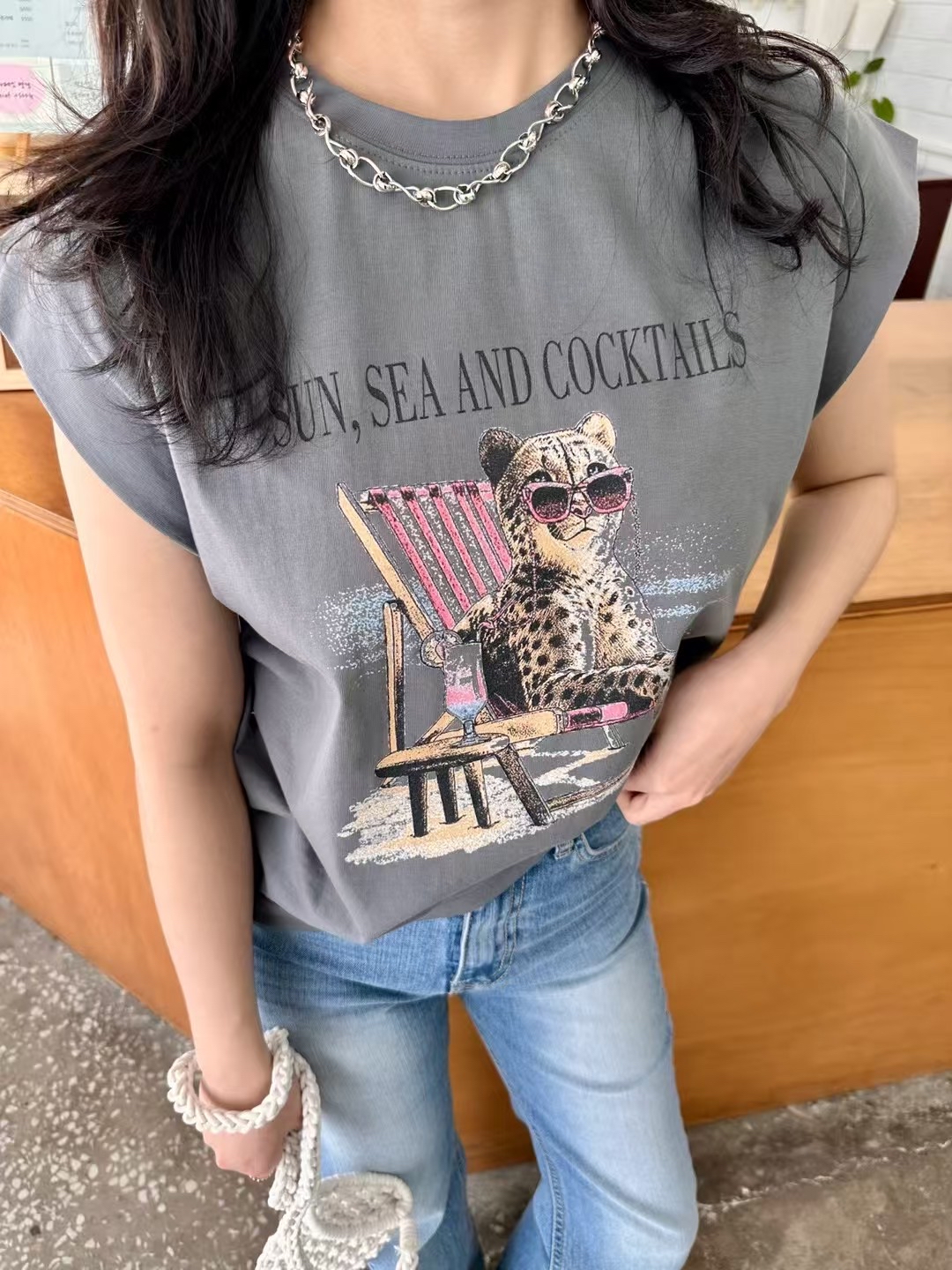 🇰🇷K5583 cotton印卡通膊短袖tee