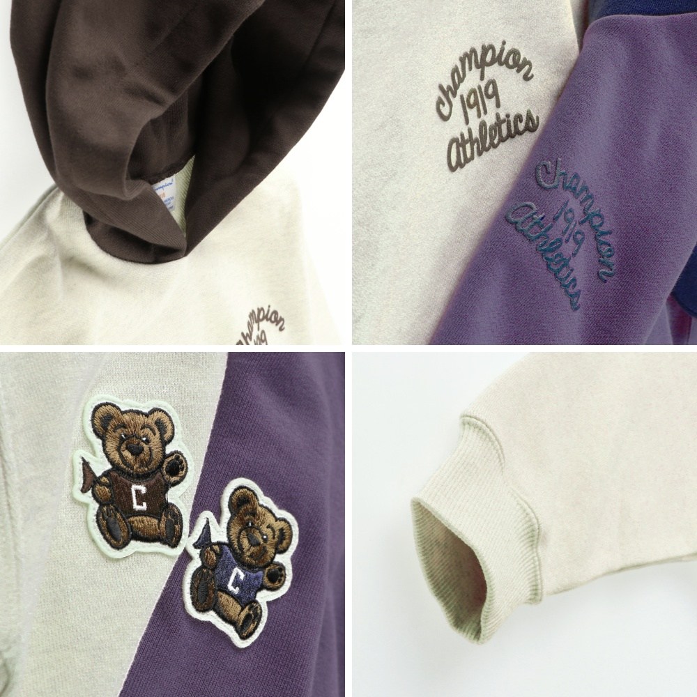 🆕【⭐訂購⭐】 🌀#Champion 小熊刺繡貼布 特別版 撞色連帽衛衣［2款選］🌀[ELIA-0103][261014]