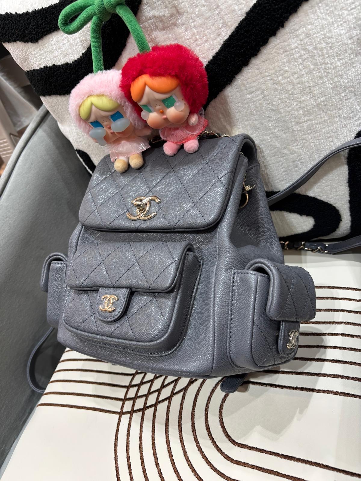 Chanel Duma Backpack AS4398 灰色荔枝牛皮 100%Authentic, 99%New ✅晶片✅Dust bag✅Box