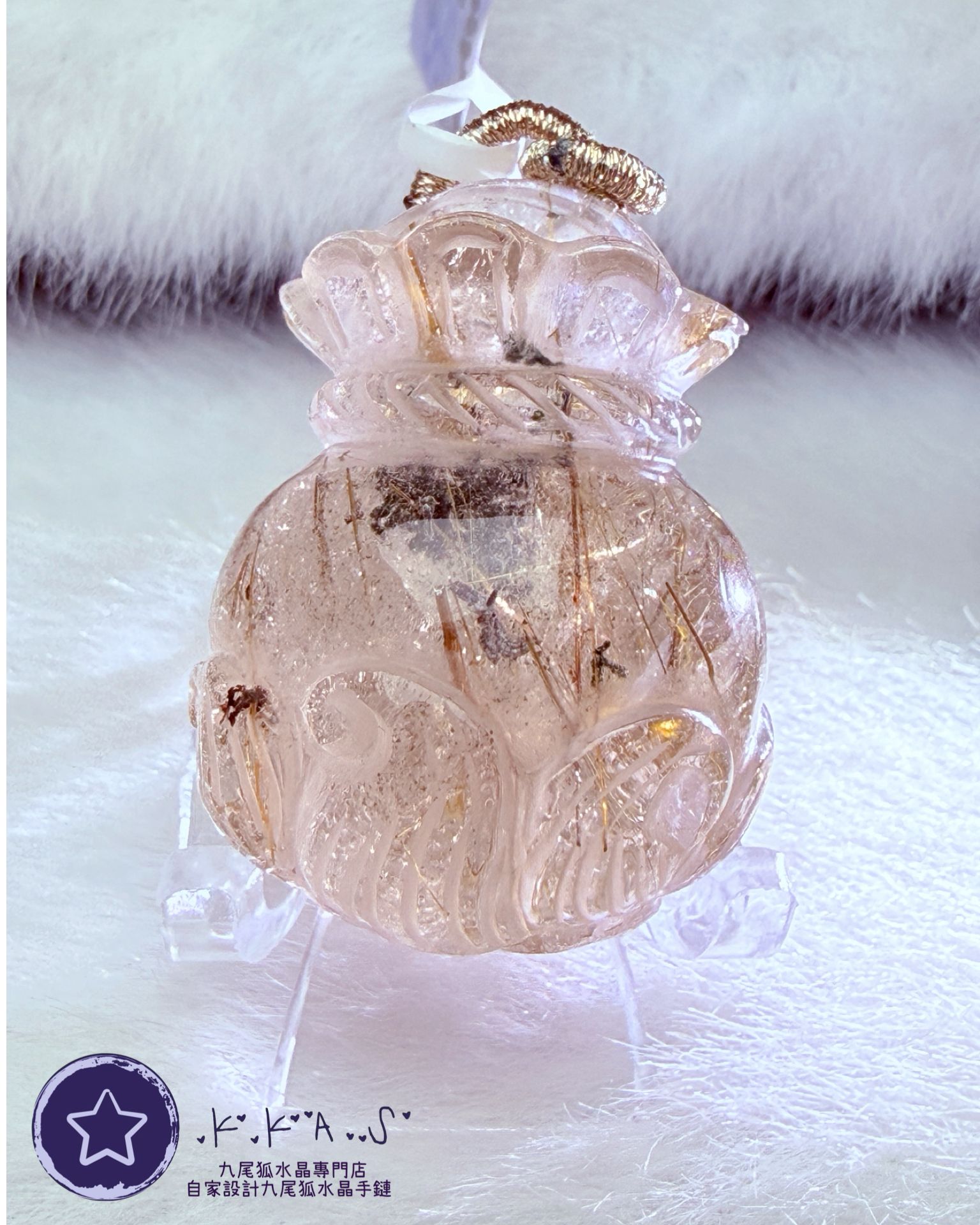 K00126 金髮晶共生幽靈 錢袋狐 - 吊墜/手牌兩用款