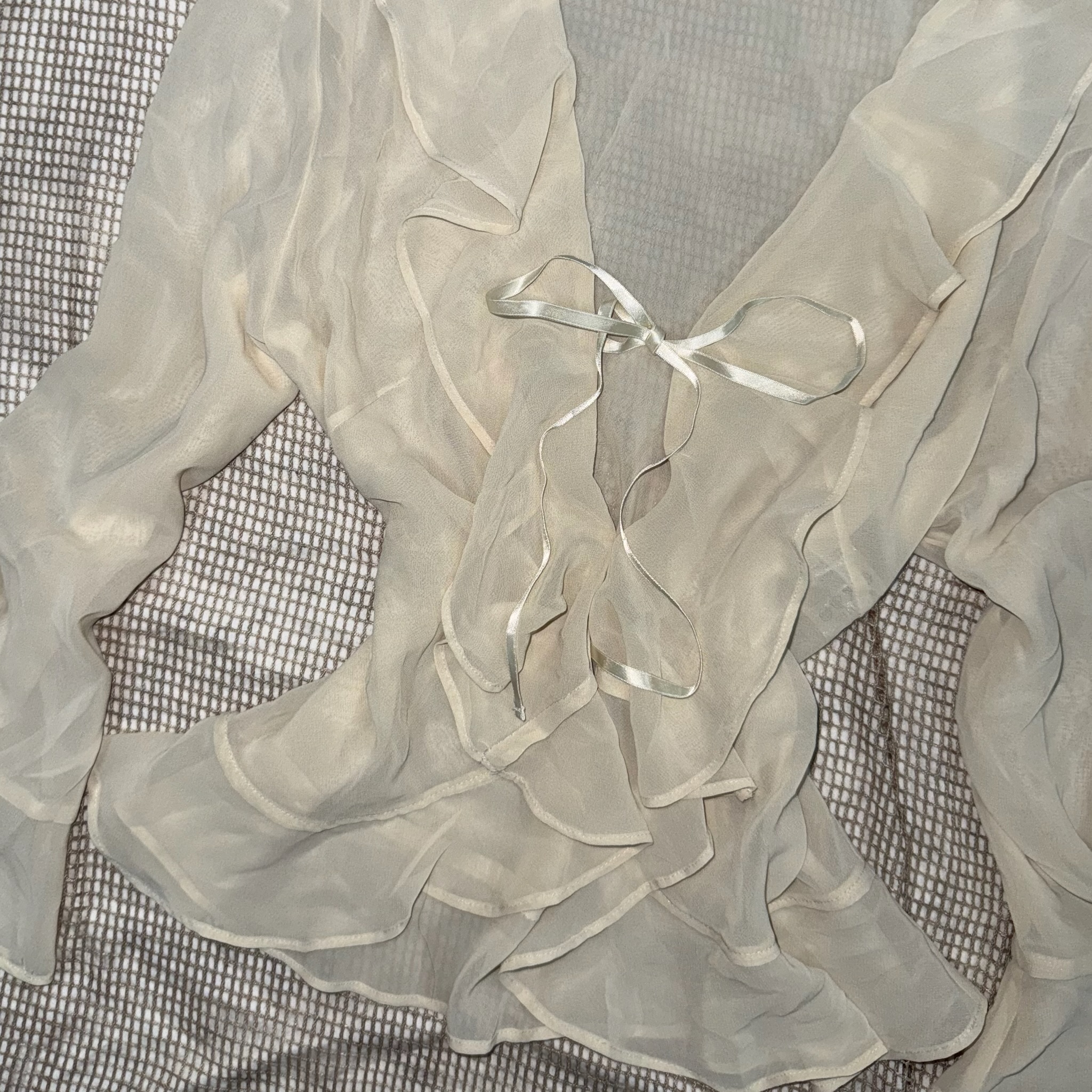 Vintage-Inspired Sheer Tie-Front Cardigan