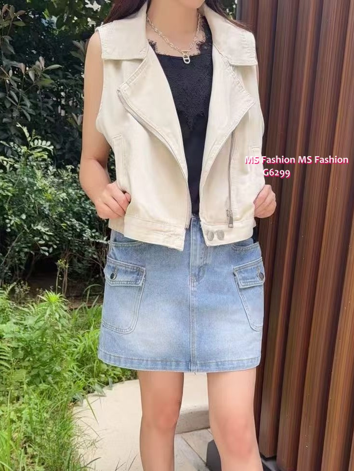 G6299 韓國🇰🇷反領牛仔背心外套