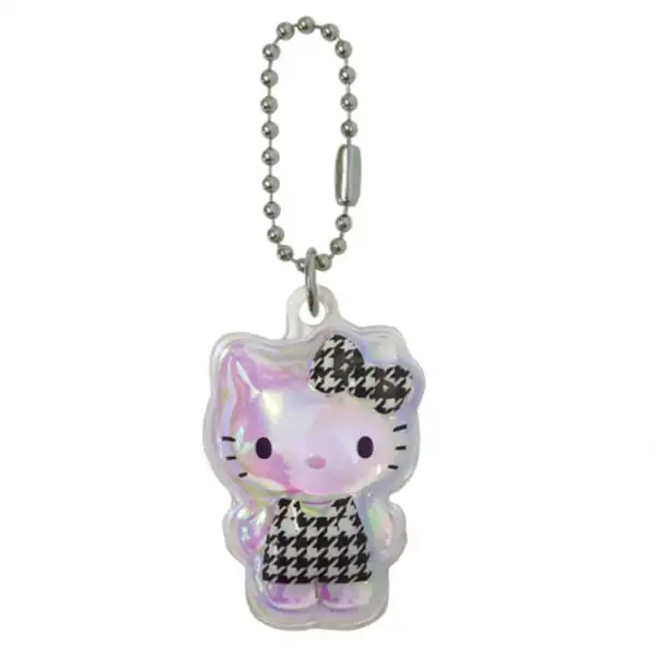 Sanrio 滴膠迷你掛件 Hello Kitty 黑色千鳥格