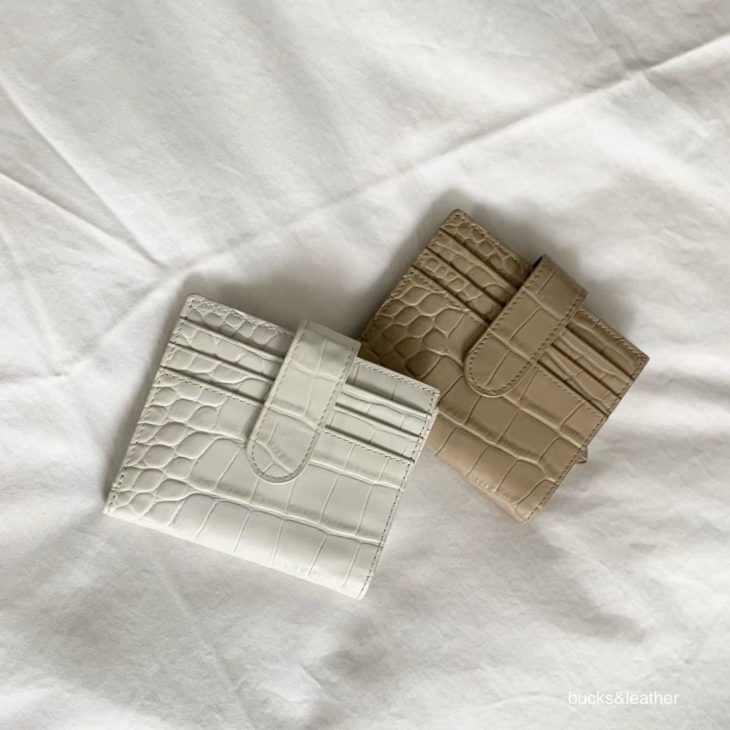  bucks&leather 鱷魚壓紋復古短銀包