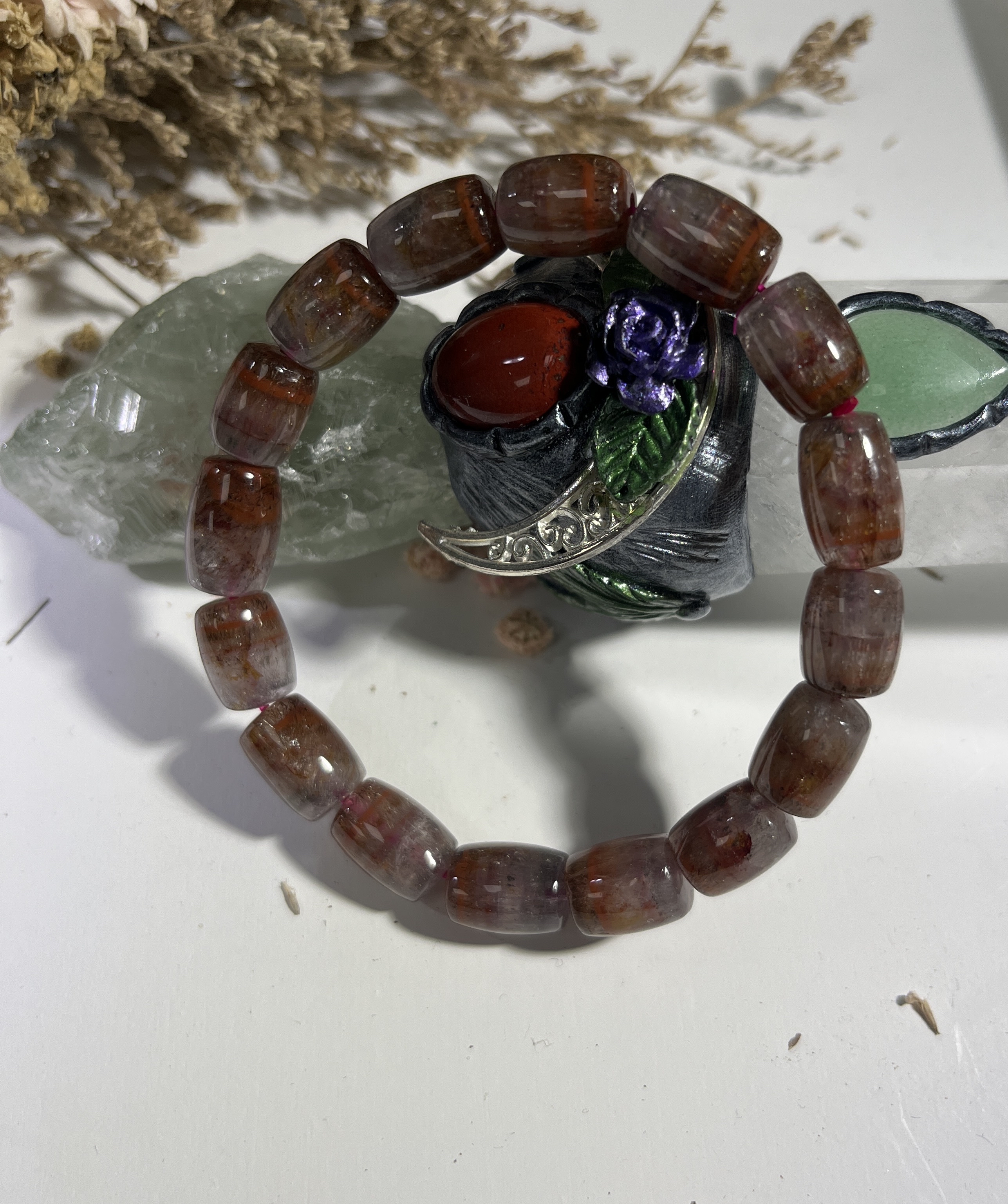 透體紅極光桶珠 8m+