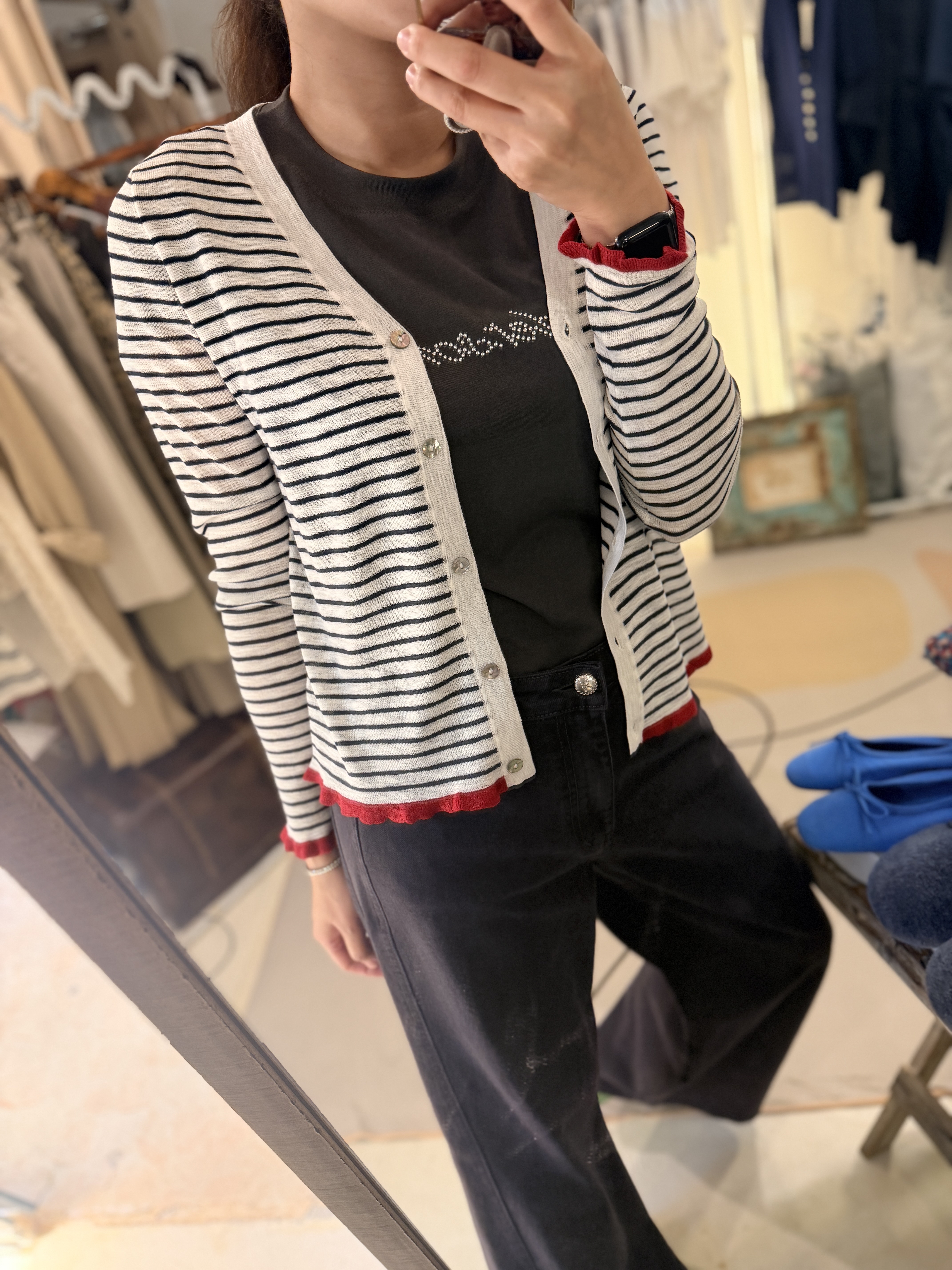 Black and red cardigan