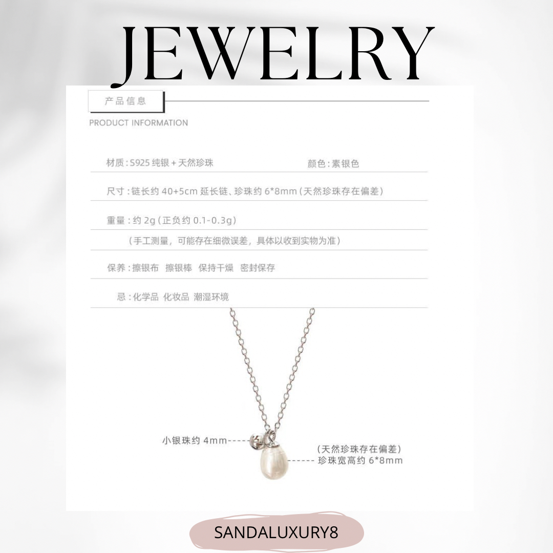 Simple Pearl and Ball Necklace  S925 Sterling Silver  Delicate Minimalist Jewelry  Gift for Women  SANDALUXURY8