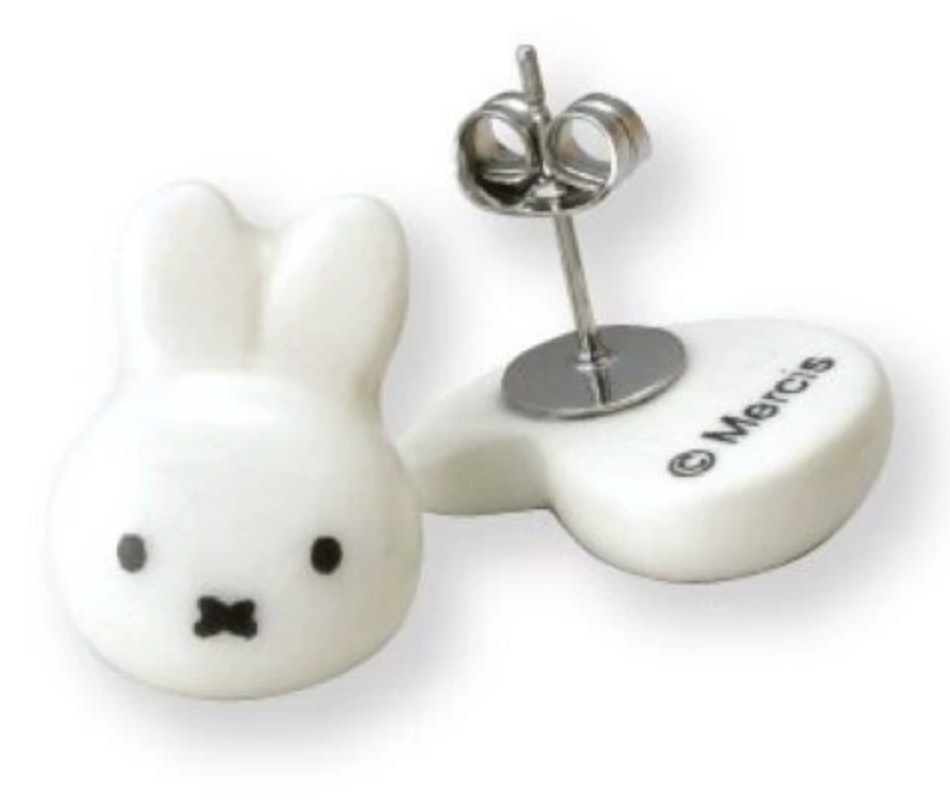 貨期3月尾 MIFFY 美濃燒 耳環 FACE 白色
