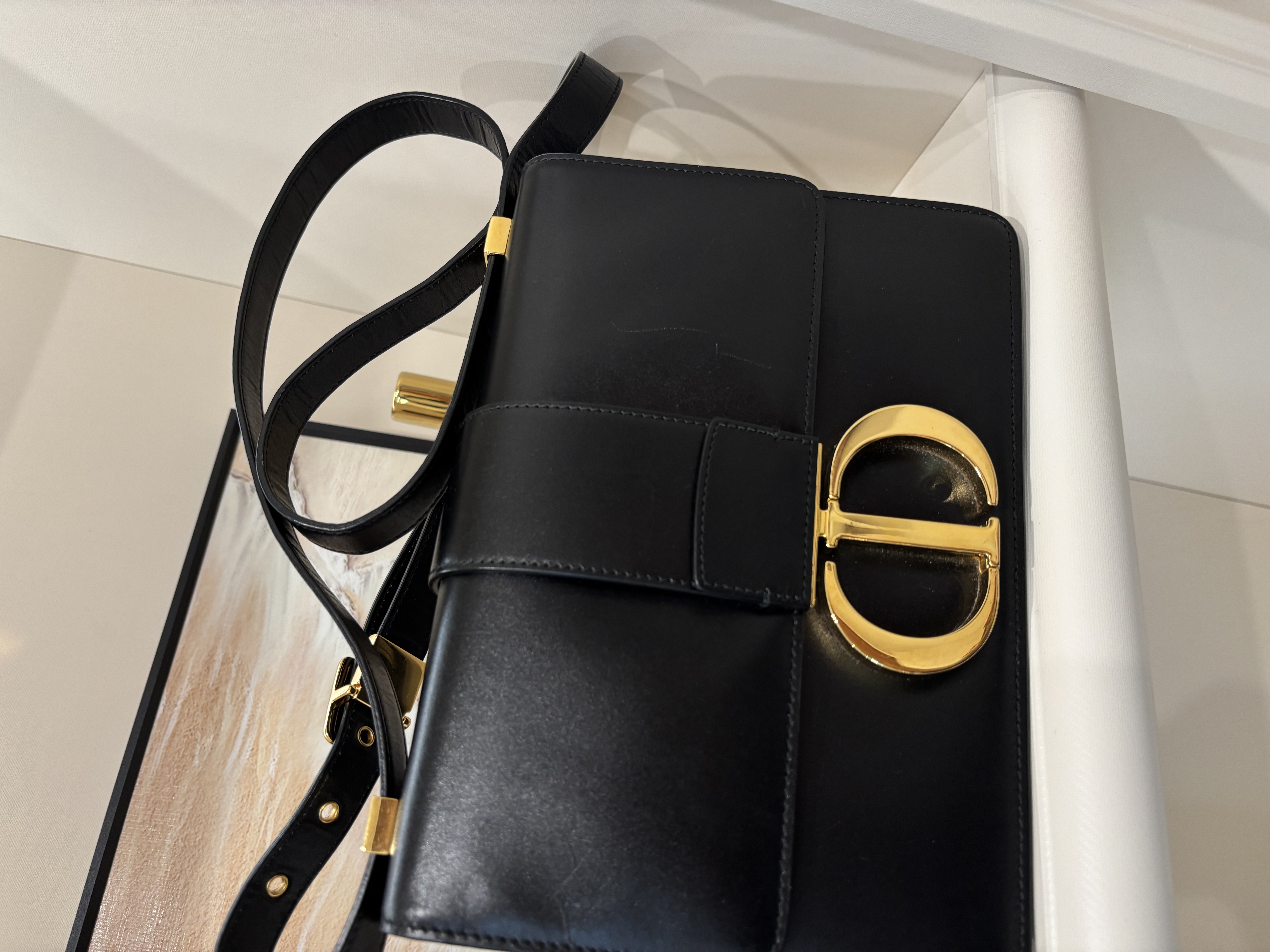 Dior Montaigne 30 Crossbody Bag 黑金 100%Authentic, 90%New ✅ certificate