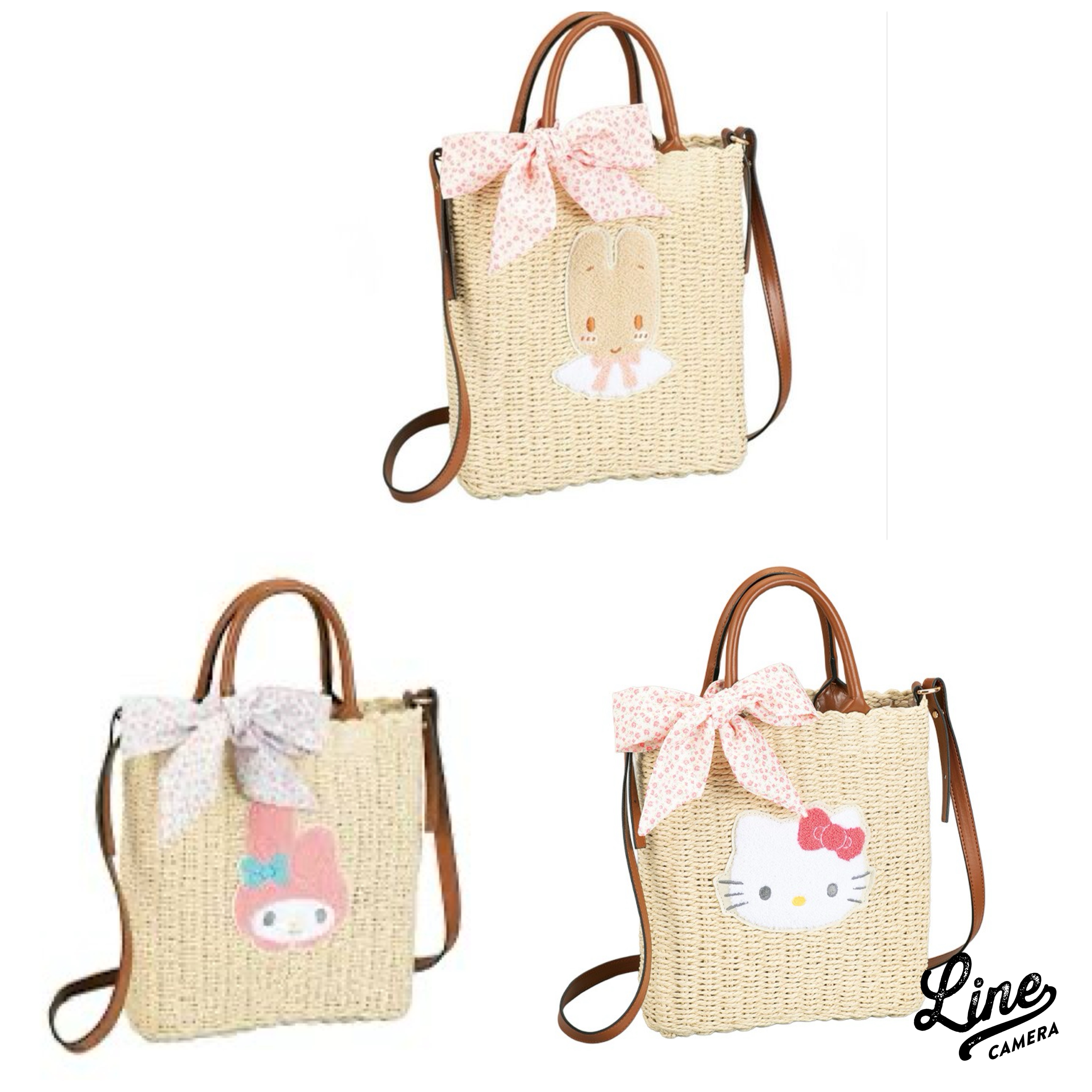 日本直送日本版新款Sanrio Hello Kitty Melody Marron cream 藤織斜孭袋手挽袋