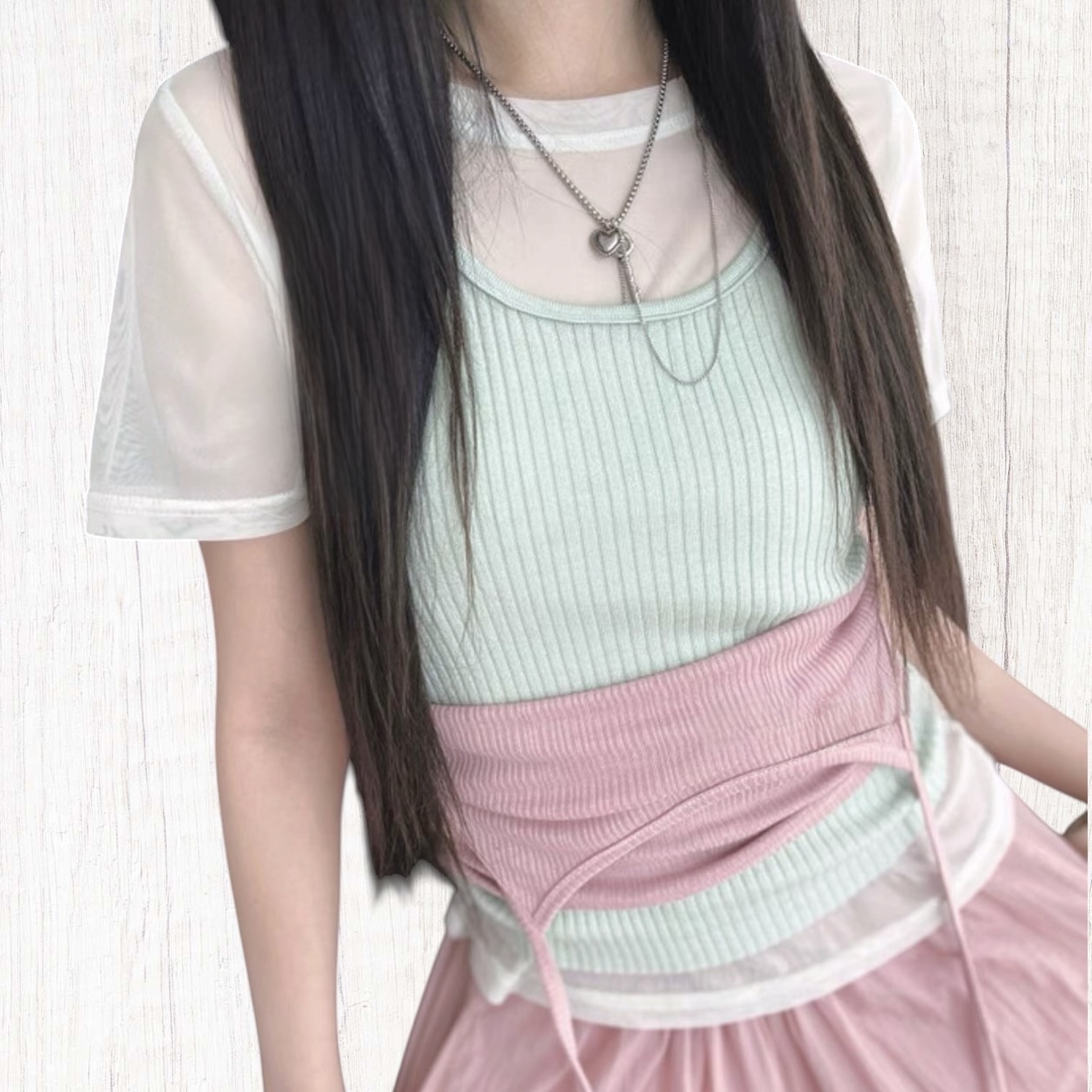 221336 背心連紗Tee Set