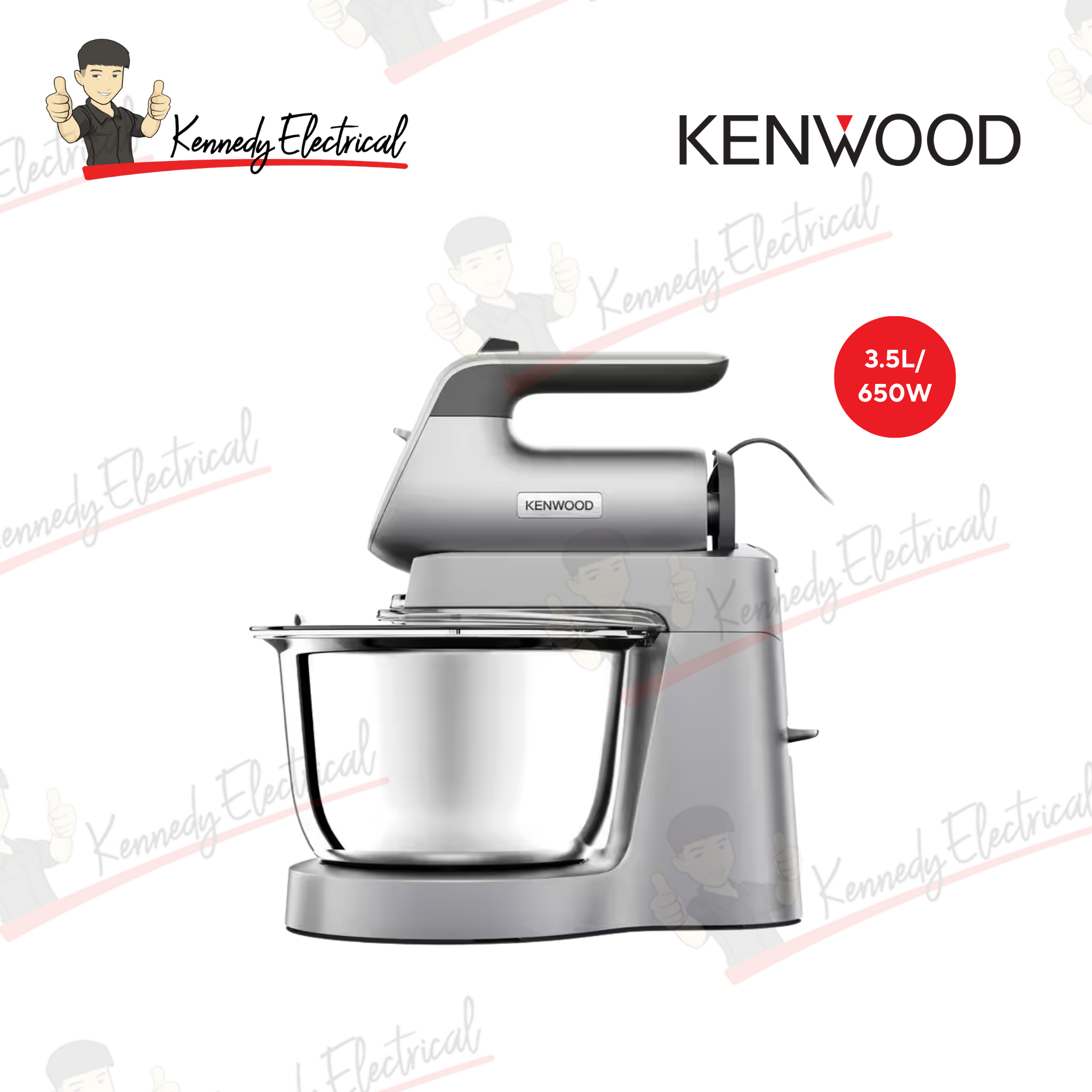 Kenwood 3.5L 650W Chefette Hand Mixer with Bowl Silver (HMP54.000SI)