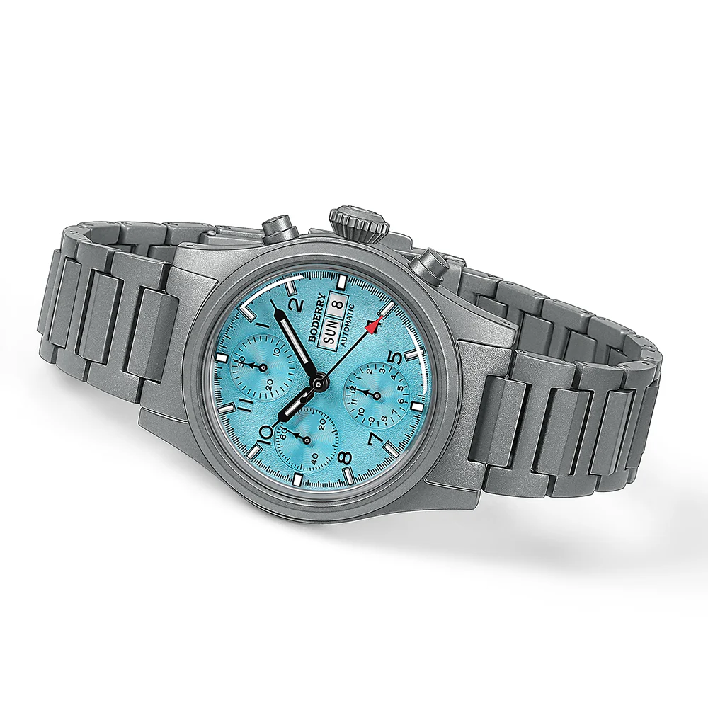 Boderry Landmaster Titanium Chronograph Automatic -  BD-A18T-07B Ice Blue 