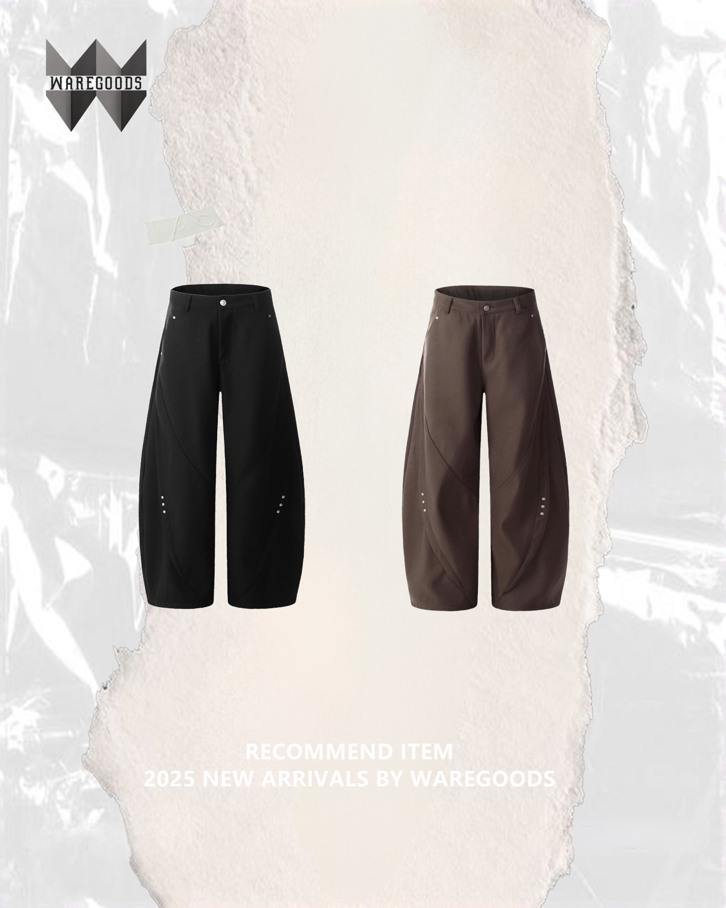 W828 鬆身彎刀闊腳褲