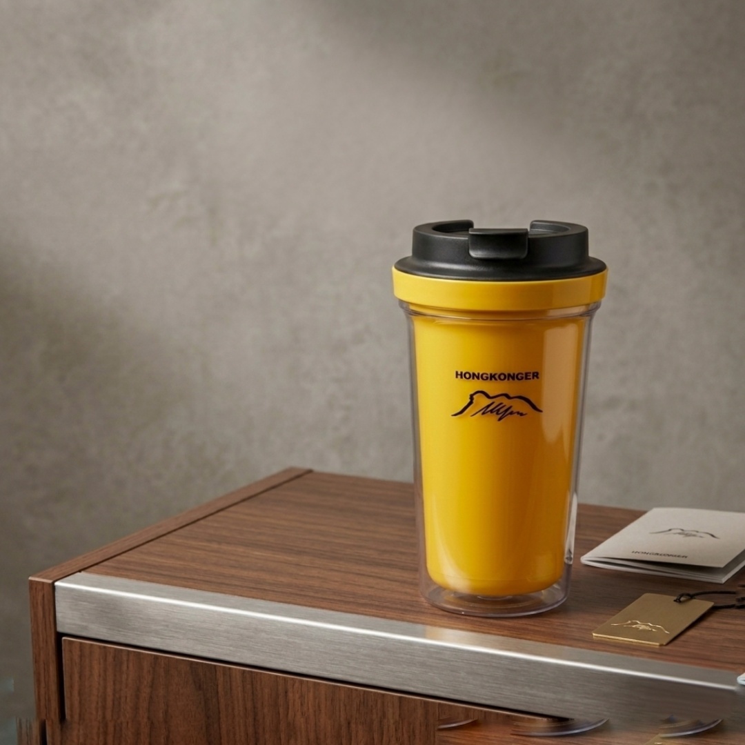 HONGKONGER雙層隔熱塑膠咖啡杯