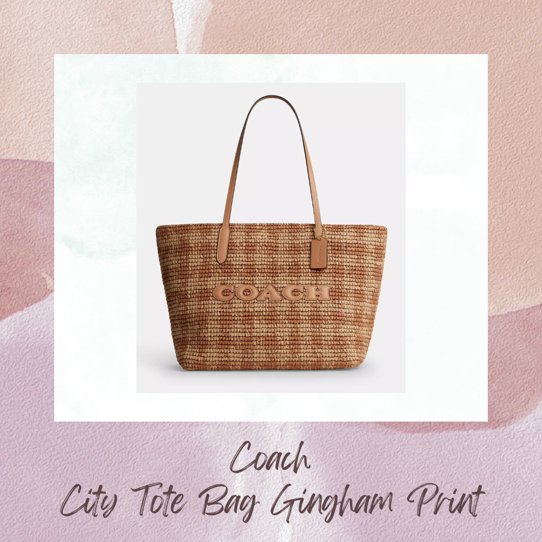 Coach City Tote Bag Gingham Print (CES22)