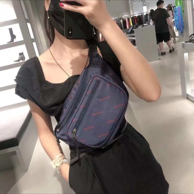 BALENCIAGA🤍PRE OWNED 經典藍色印花尼龍 胸口包 腰包💙