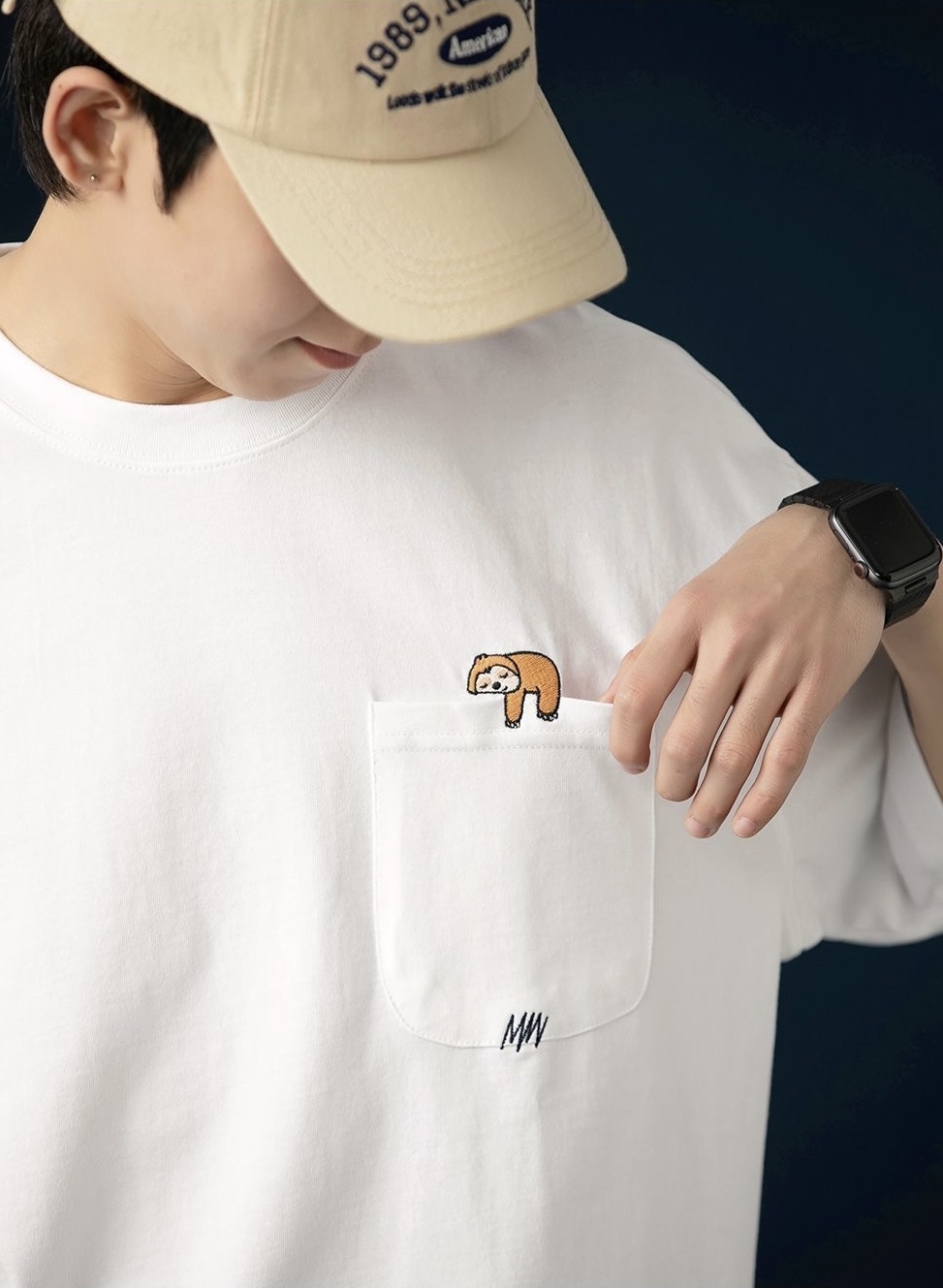 日系2色刺繡情侶Tee