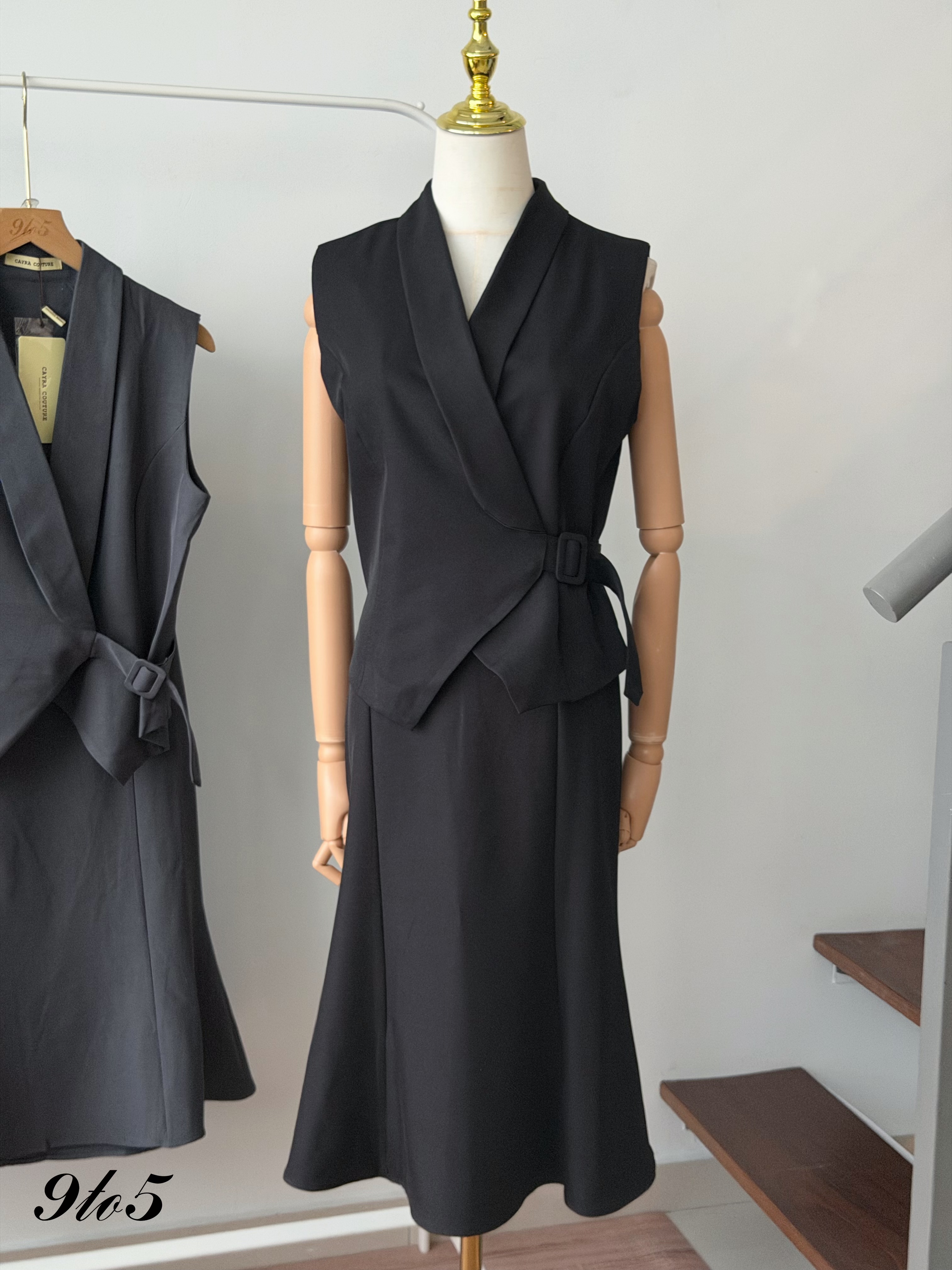D2376 Tie-waist Vest with Mermaid Skirt Set - 3 Colors