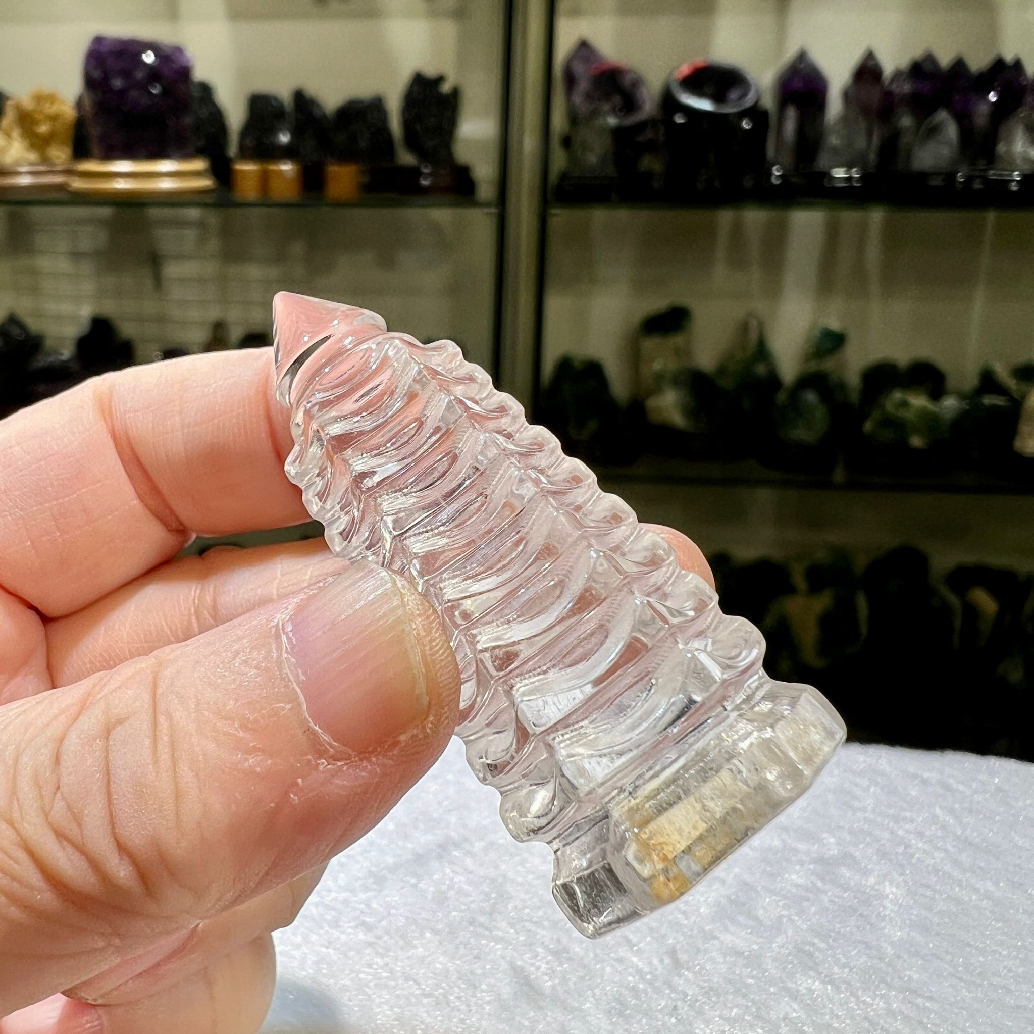 白水晶文昌塔(九層) #CA0059