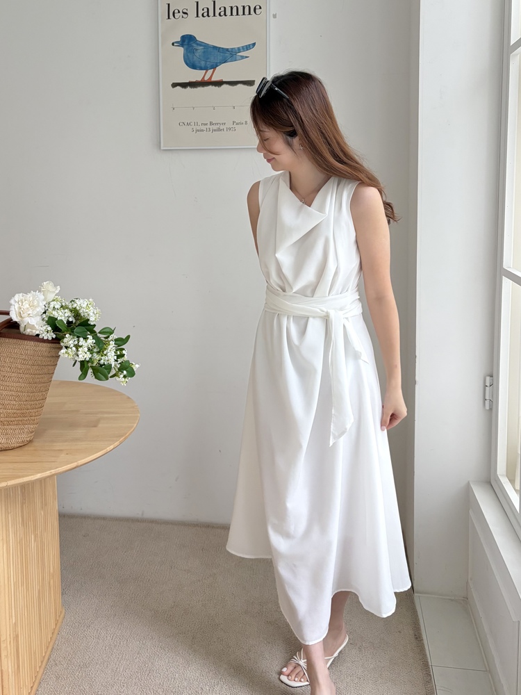 Athena Drape Dress (White)