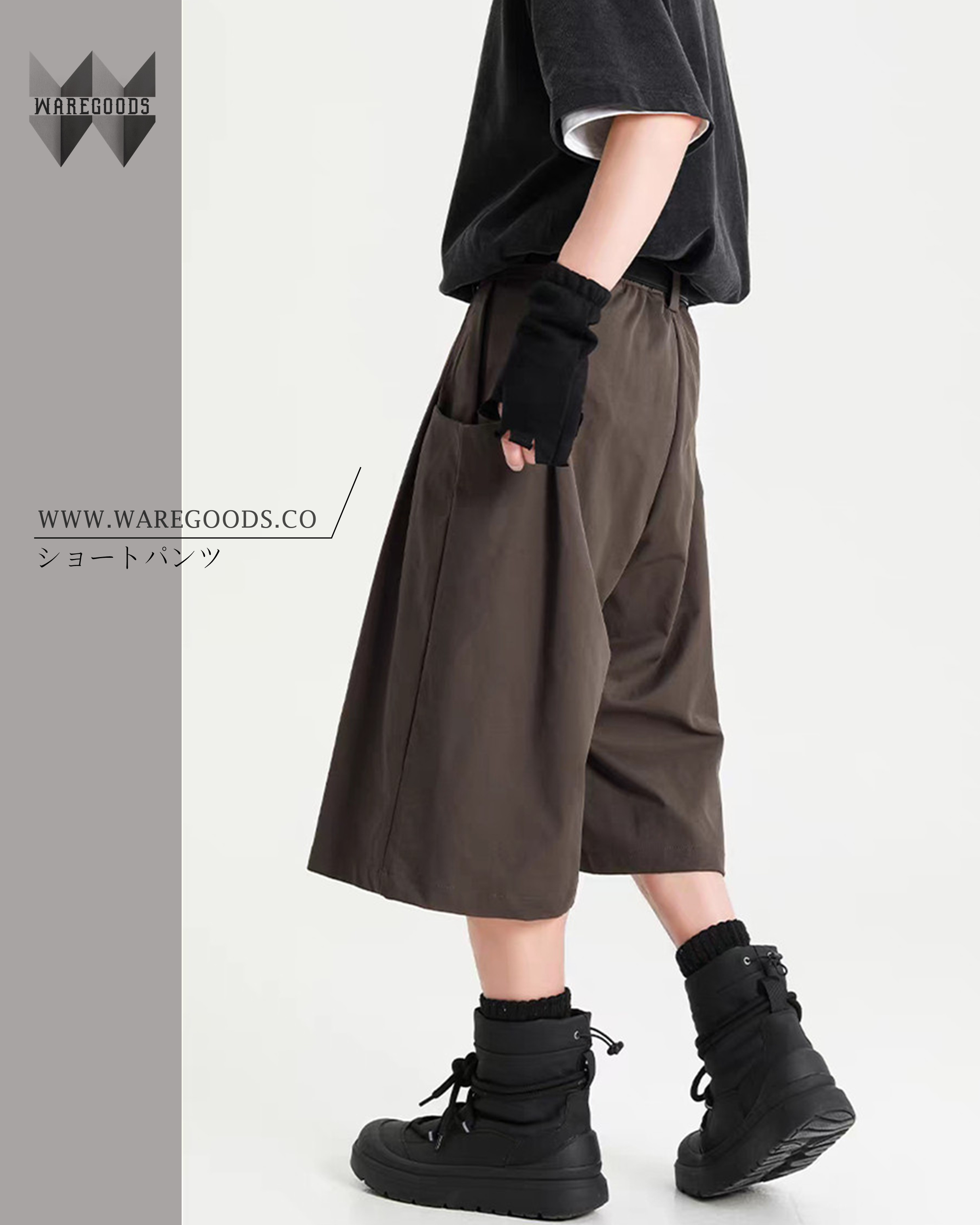 W7529打褶寬鬆西裝短褲