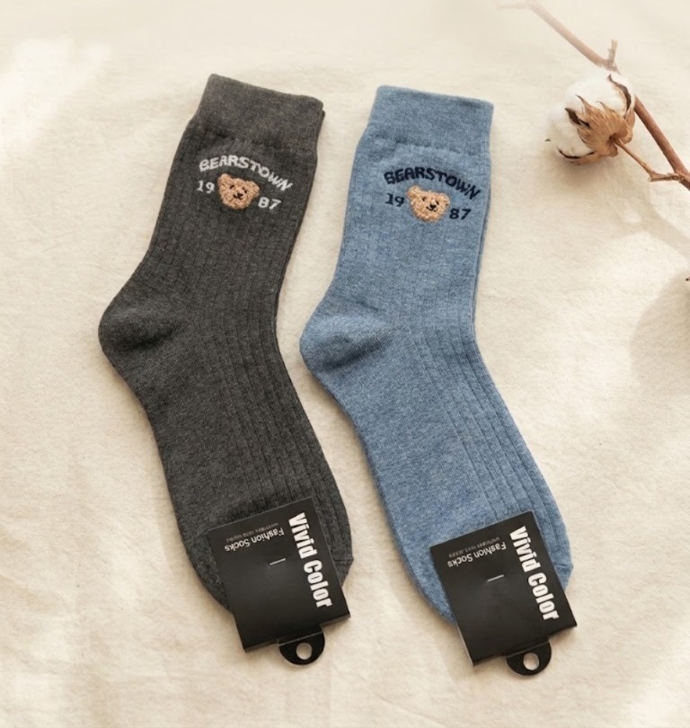 Korean Bearstown Men's Mid Crew Socks