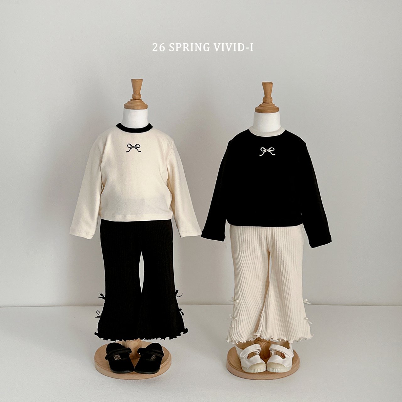 🌸預訂 韓國直送🌸🇰🇷VIVIDI三色絲帶羅紋花邊喇叭褲